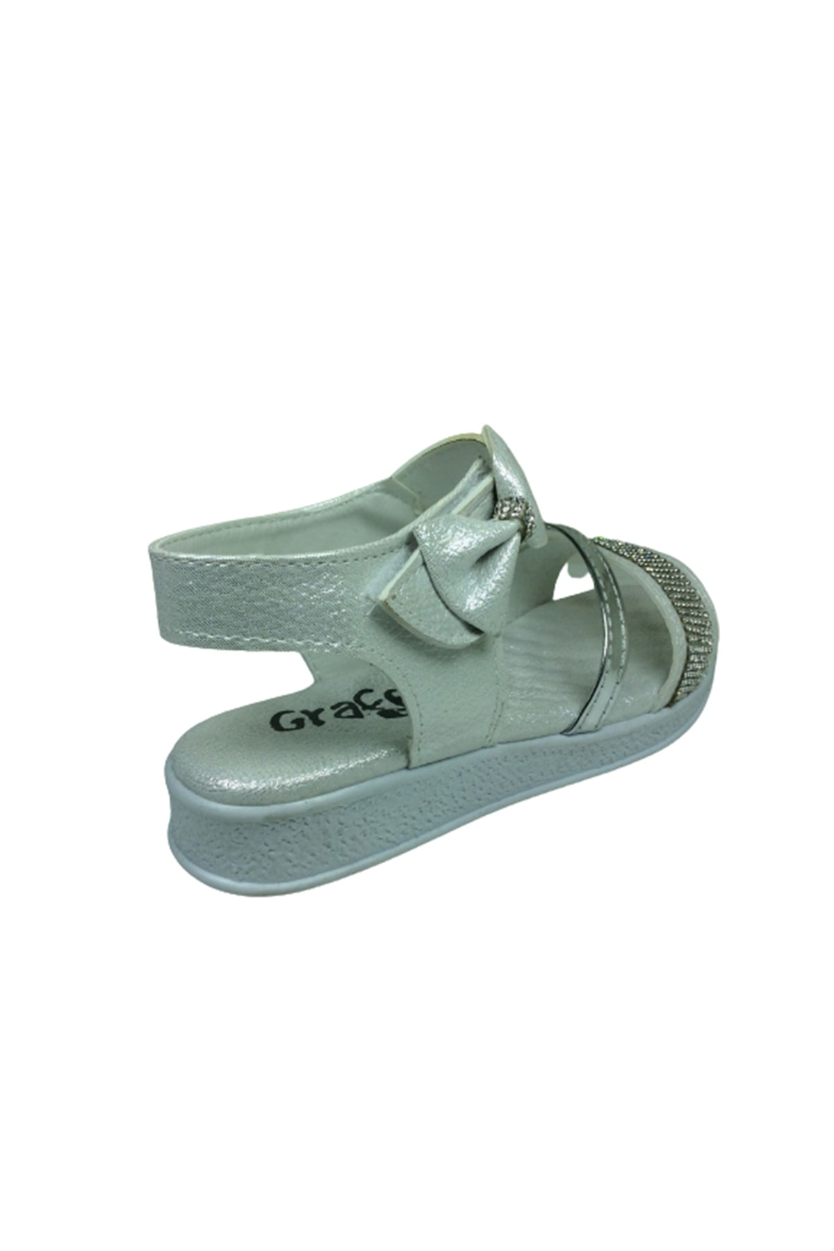 Grafen Filet Kız Çocuk Sandalet Sedef Şeffaf Taşlı Abiye Ayakkabı