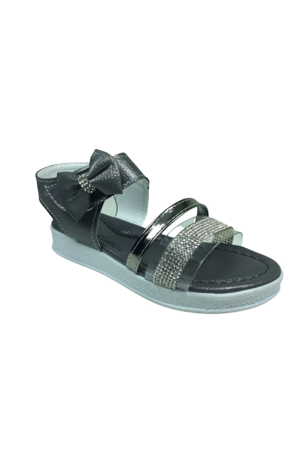 Grafen Filet Kız Çocuk Sandalet Platin Şeffaf Taşlı Abiye Ayakkab