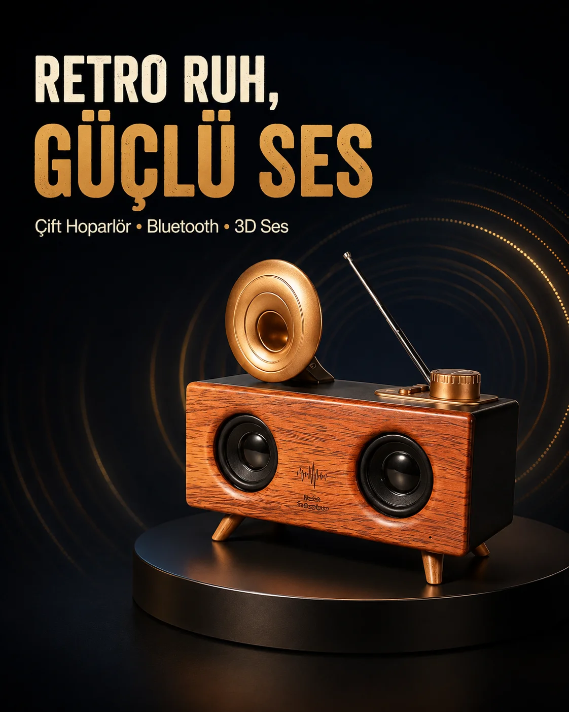 Gramafon Tasarımlı Bluetooth Hoparlör 3D Ses Teknolojili Çok Fonksiyonlu Gramafon Tasarımlı Bluetooth Hoparlör 3D Ses Teknolojili Çok Fonksiyonlu