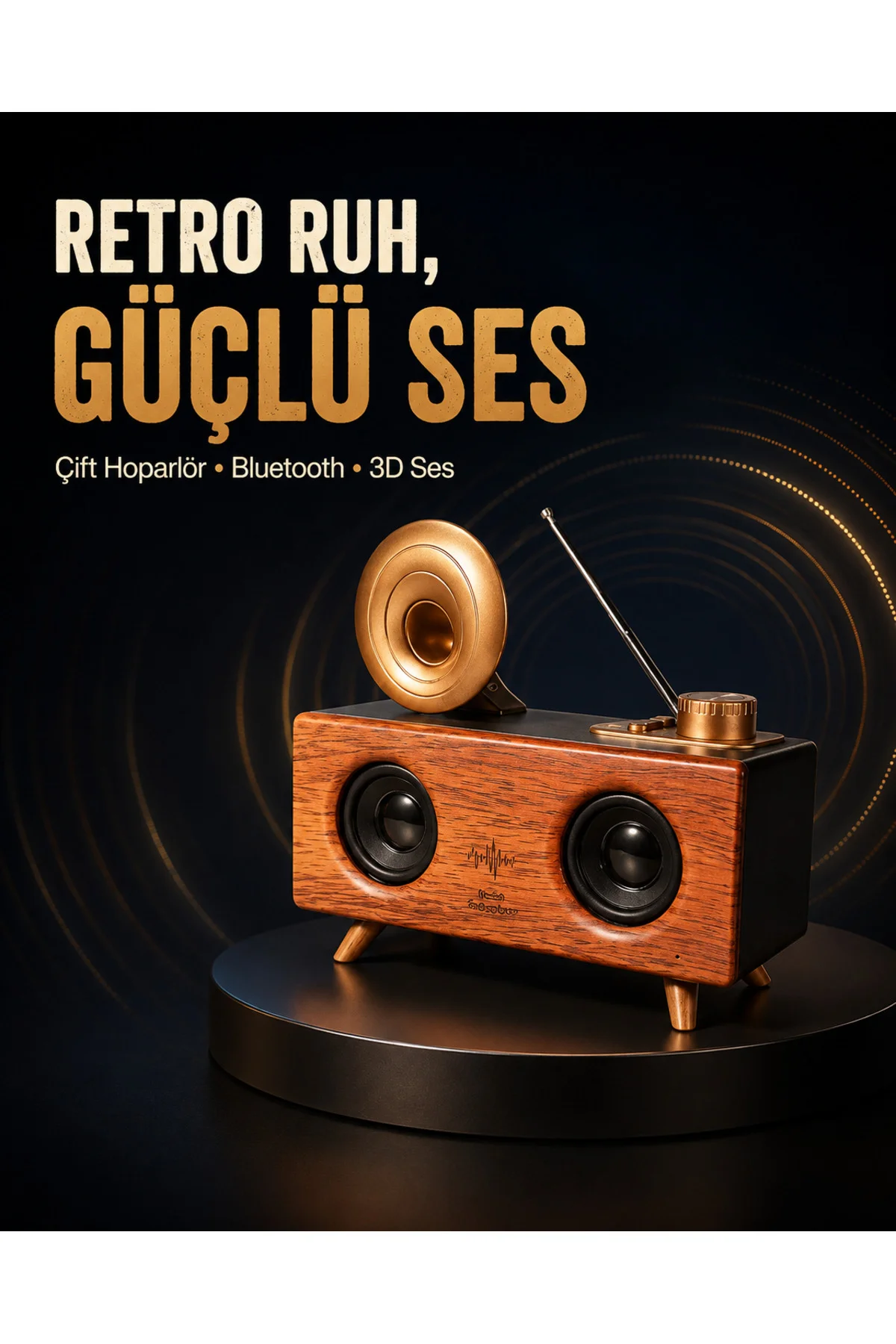 Gramafon Tasarımlı Bluetooth Hoparlör 3D Ses Teknolojili Çok Fonksiyonlu Gramafon Tasarımlı Bluetooth Hoparlör 3D Ses Teknolojili Çok Fonksiyonlu