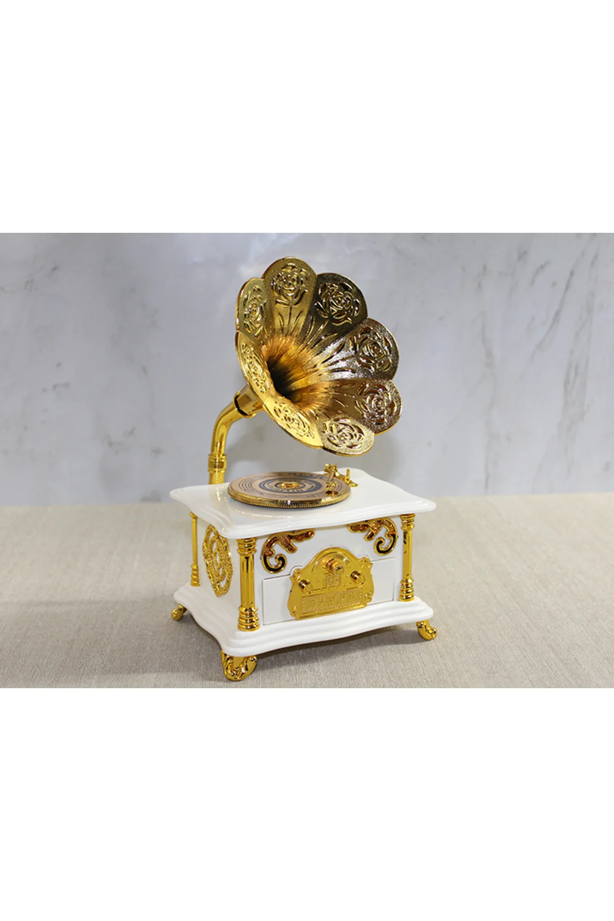 Gramofon Müzik Kutusu Beyaz