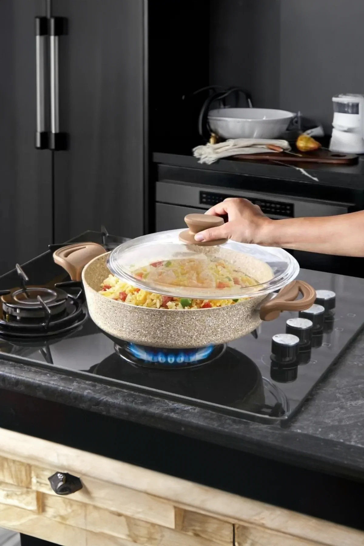 Granit 24 Basık Tencere Kahverengi