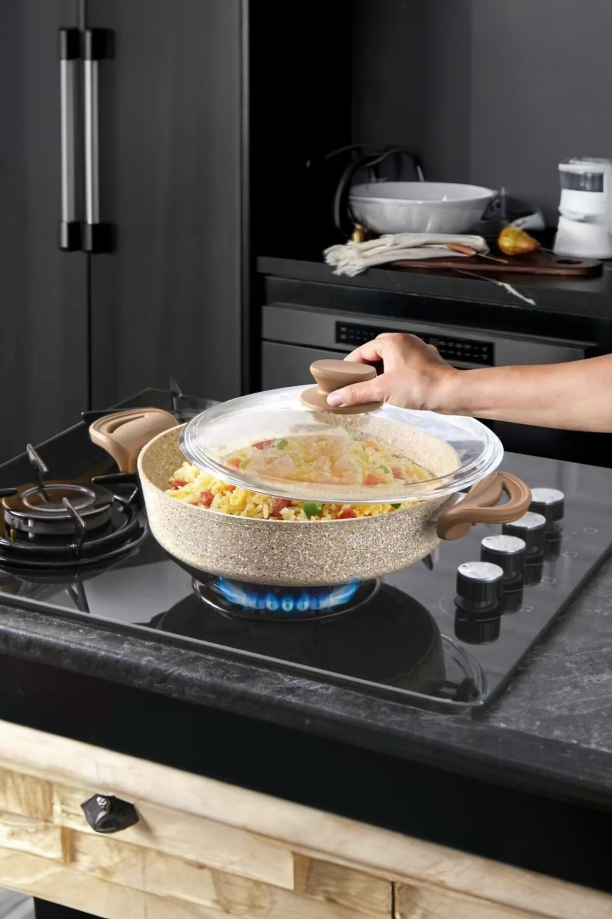 Sultan Granit 24 Basık Tencere Kahverengi