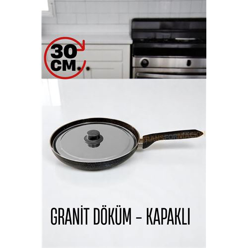 Granit Döküm Tava Paslanmaz Çelik Kapaklı -Yapışmaz Taban 30 Cm Granit Döküm Tava Paslanmaz Çelik Kapaklı -Yapışmaz Taban 30 Cm