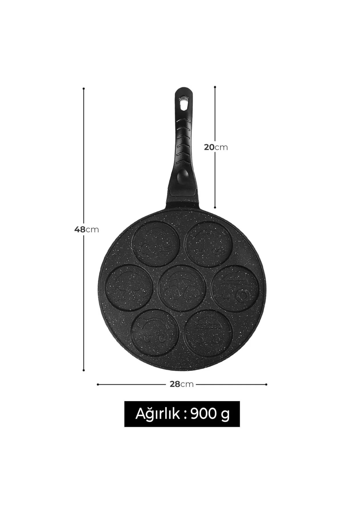 Granit Kaplama Yapışmaz Emojili Pankek Krep Tavası | Gülenyüz Pan