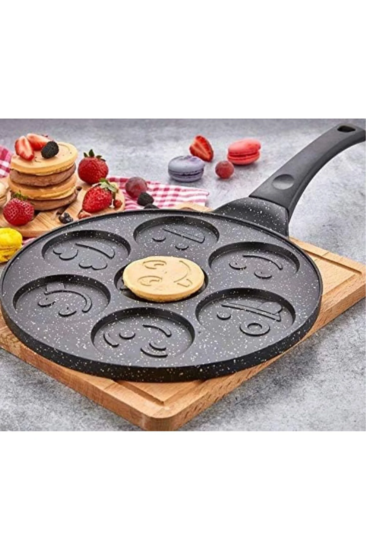 Granit Pankek Döküm Tava 28 Cm - Emojili