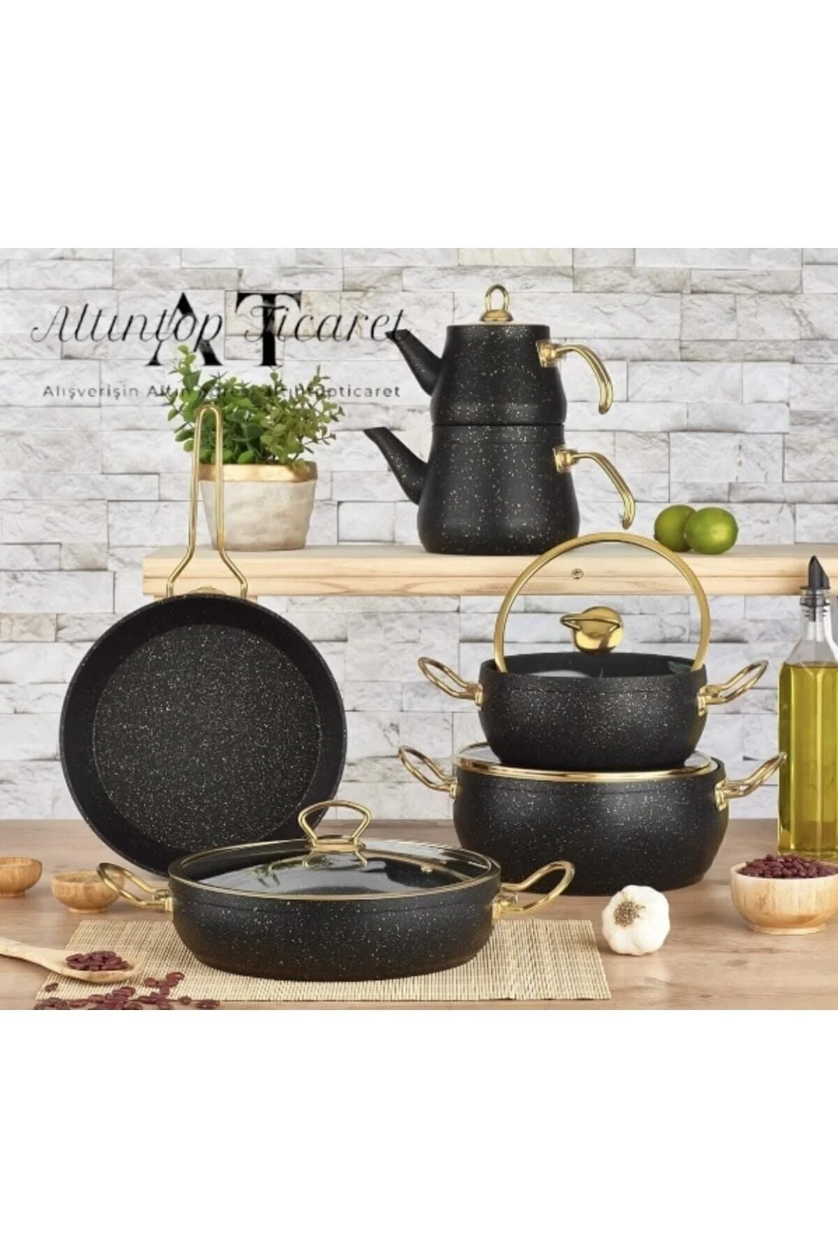Granit Via 11 Prç. Tencere Seti Siyah Altıntoptic