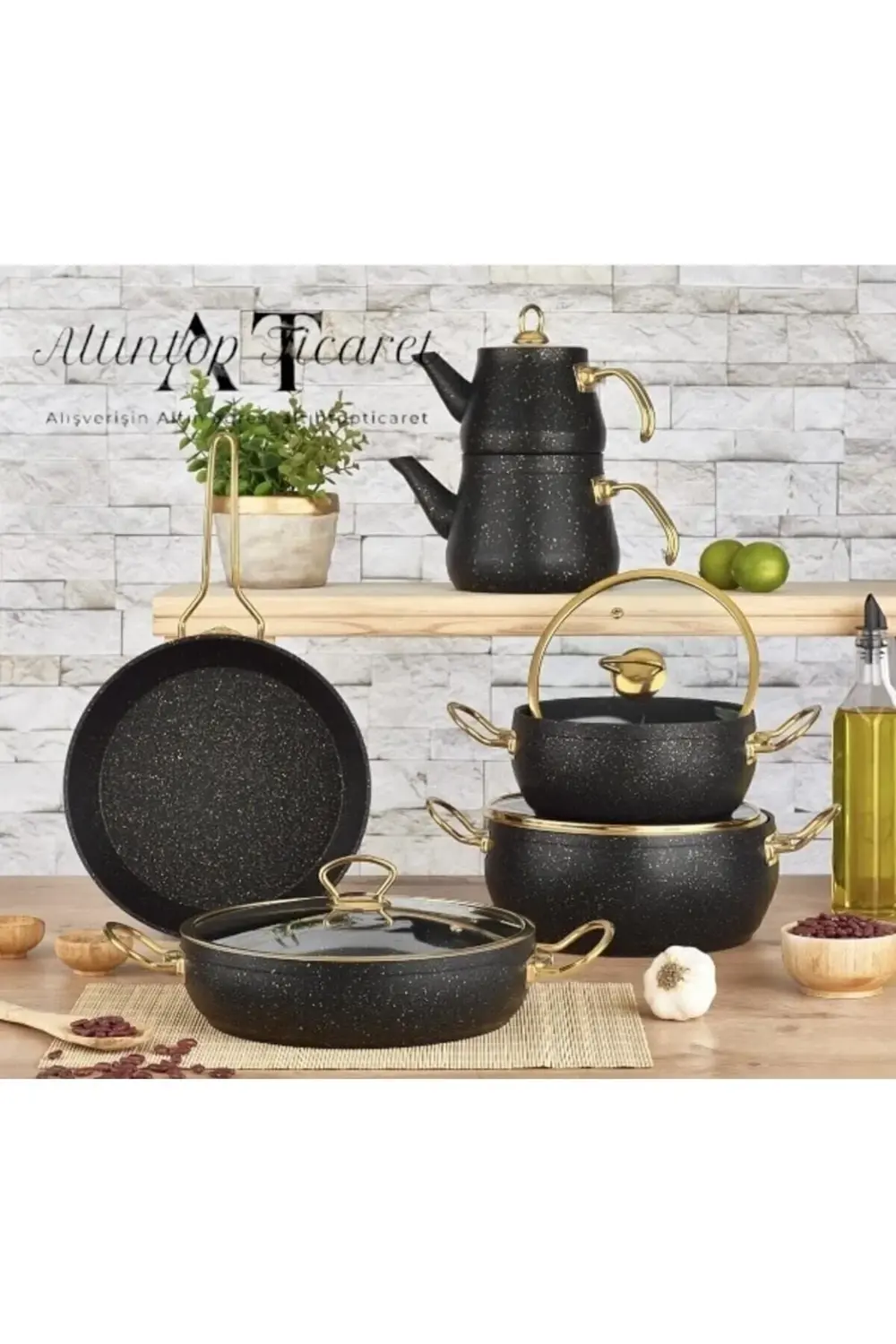 Granit Via 11 Prç. Tencere Seti Siyah Altıntoptic