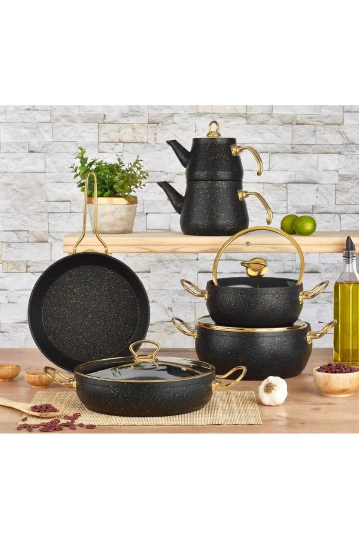 GRANİT VİA GOLD 11 Prç. TENCERE SETİ