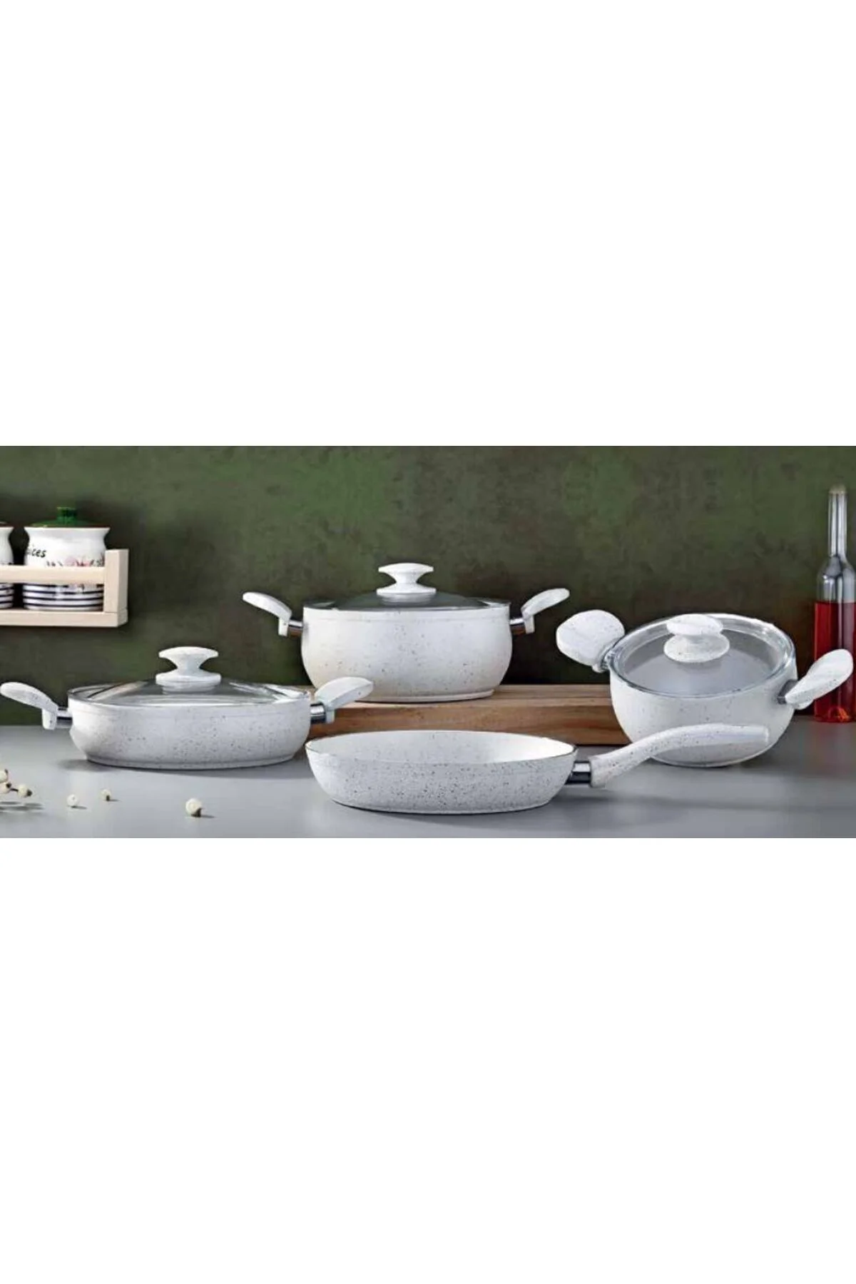 Granit Zita 7 Parça Tencere Seti Beyaz