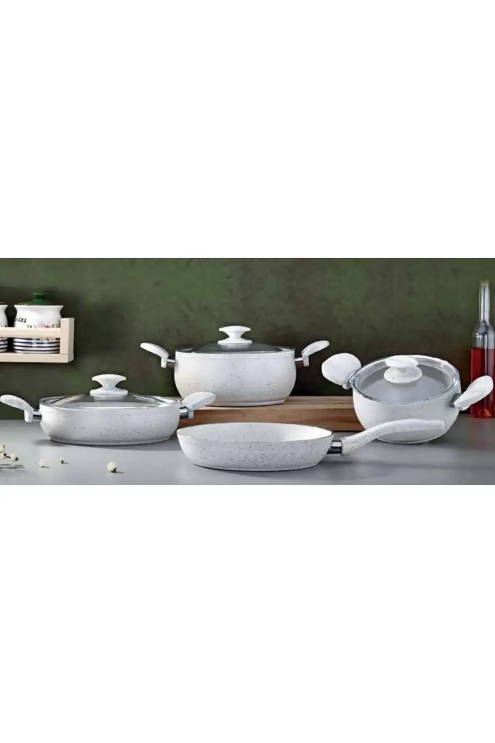 Granit Zita 7 Parça Tencere Seti Beyaz