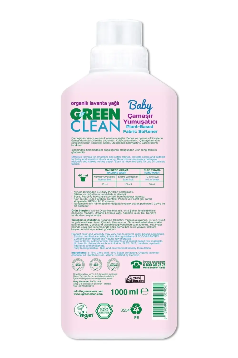 Green Clean Baby Bitkisel Çamaşır Yumuşatıcı 1000ml
