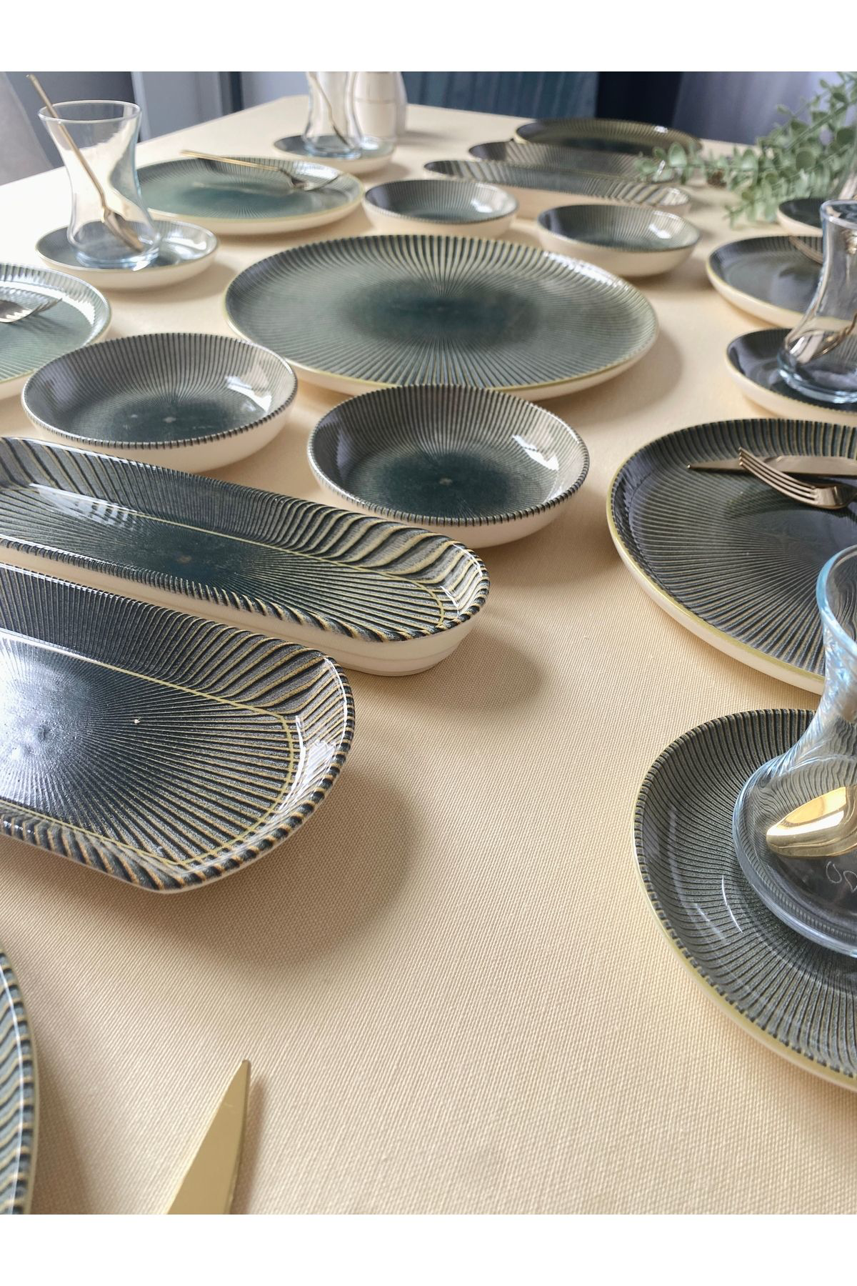 Green gold 6 Kişilik 21 Parça Kahvaltı Takımı