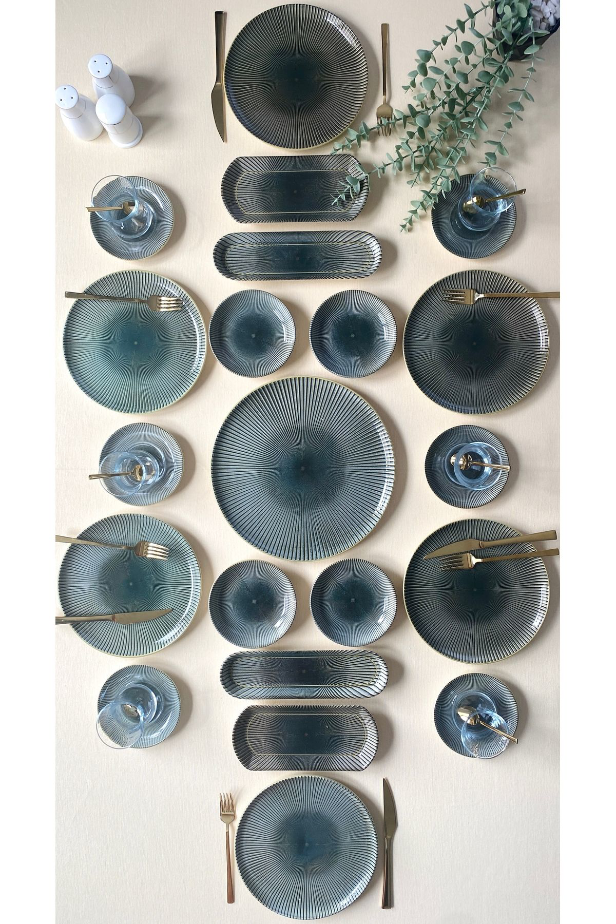 Green gold 6 Kişilik 21 Parça Kahvaltı Takımı