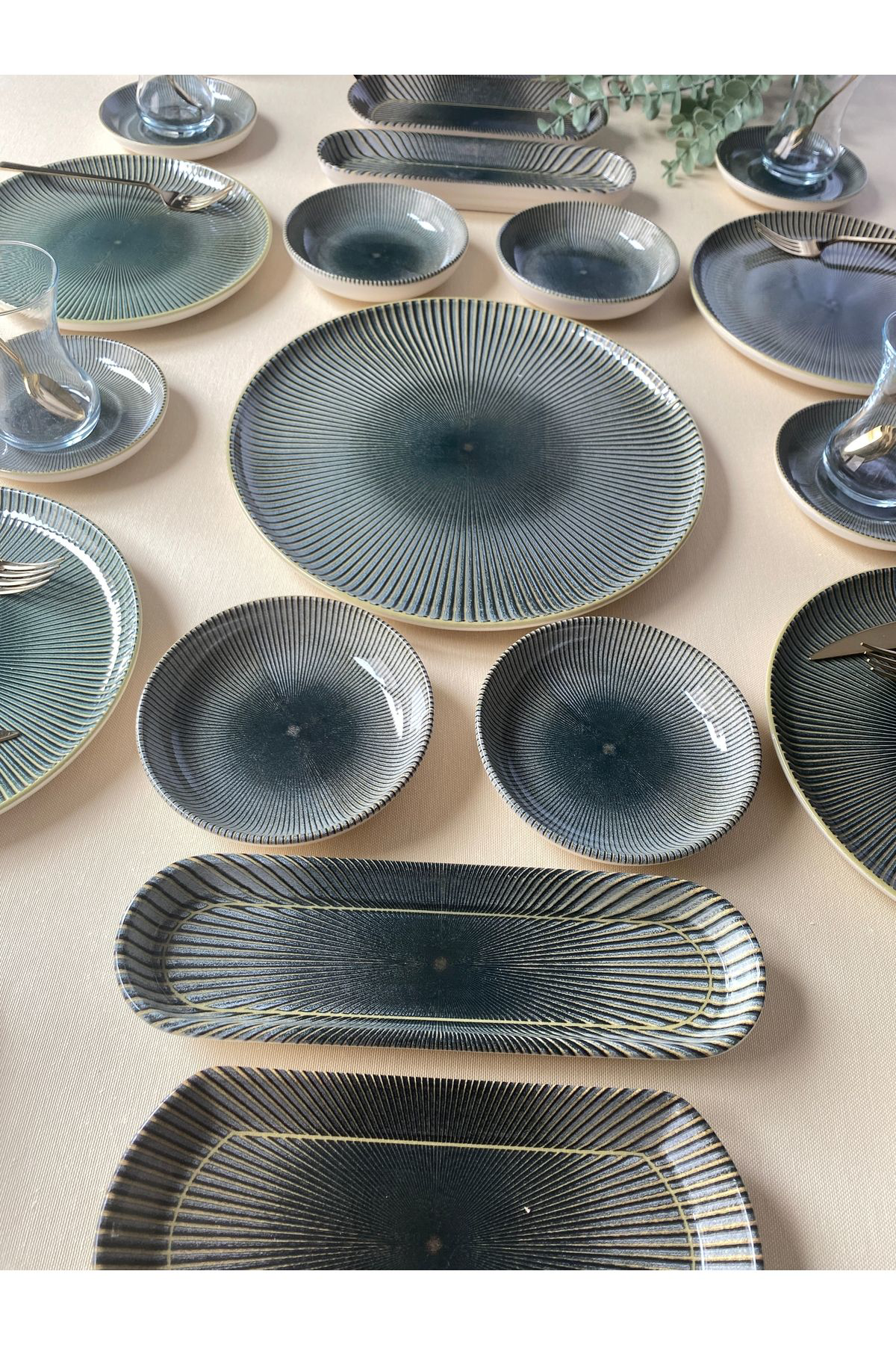 Green gold 6 Kişilik 21 Parça Kahvaltı Takımı