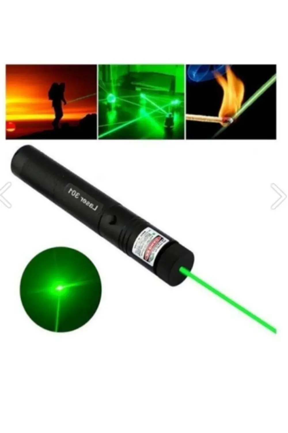 Green Laser Pointer Şarjlı Güçlü Yeşil Lazer Metal Kasa