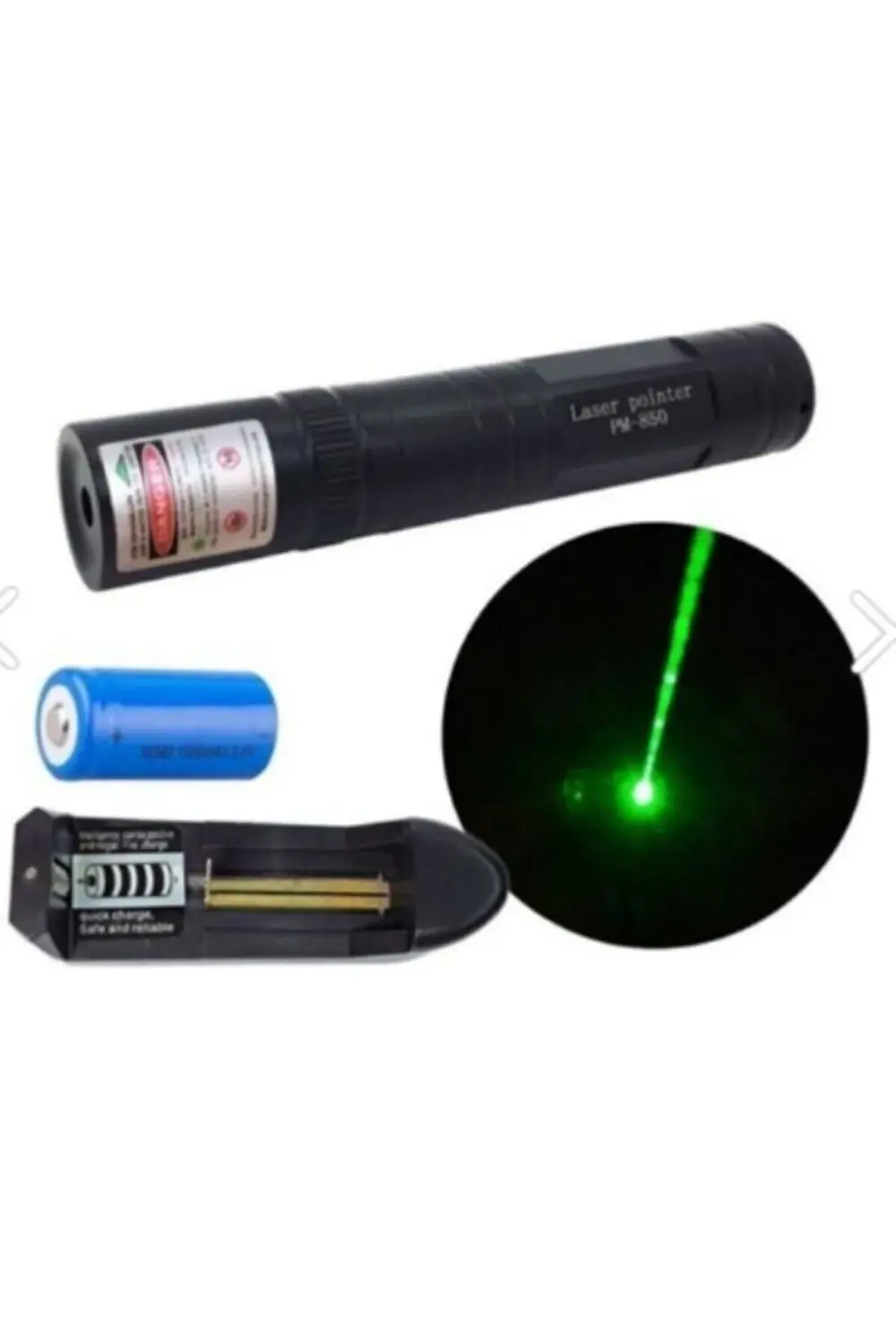 Green Laser Pointer Şarjlı Güçlü Yeşil Lazer Metal Kasa