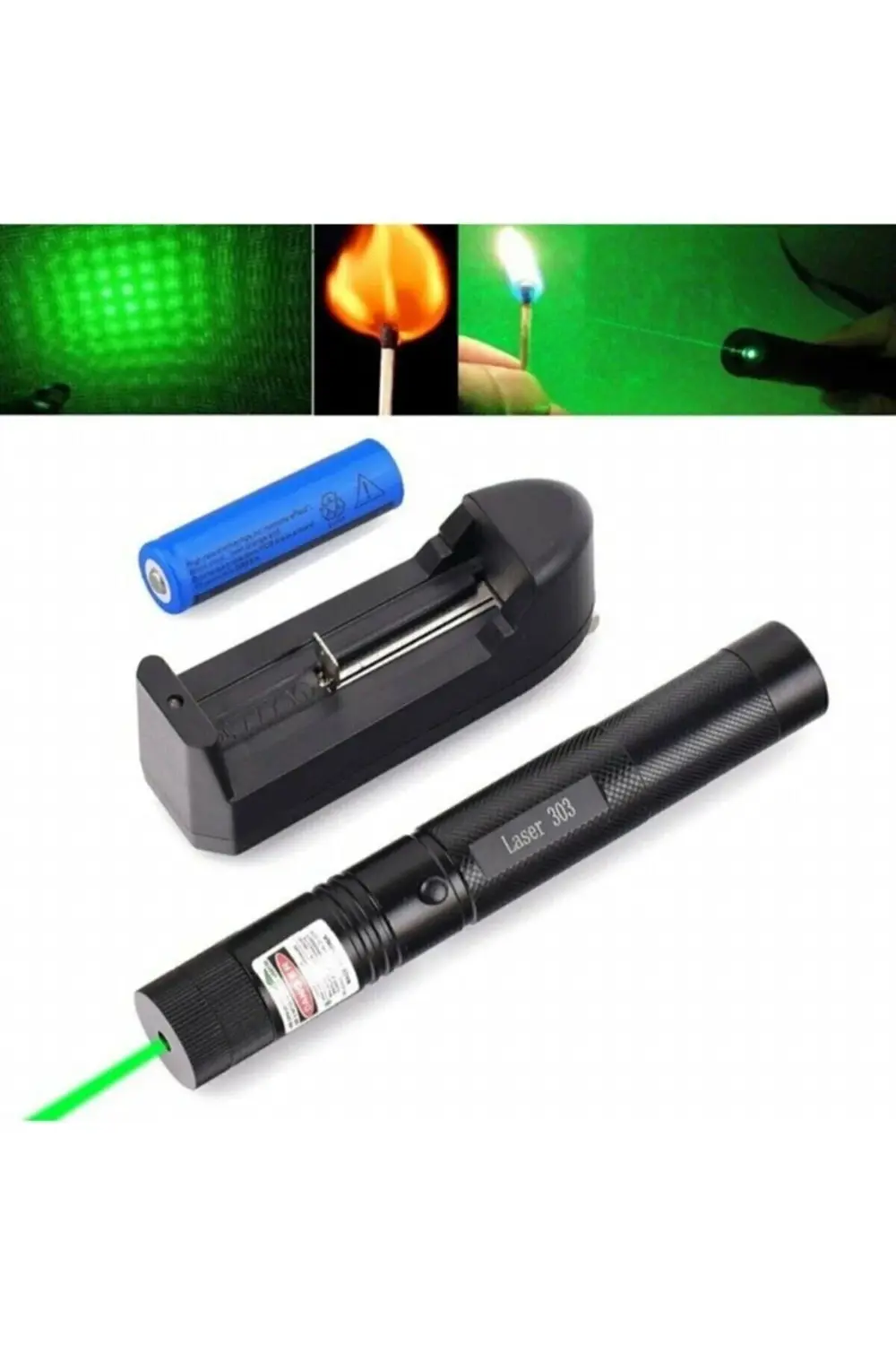 Green Laser Pointer Şarjlı Güçlü Yeşil Lazer Metal Kasa Büyük Laz