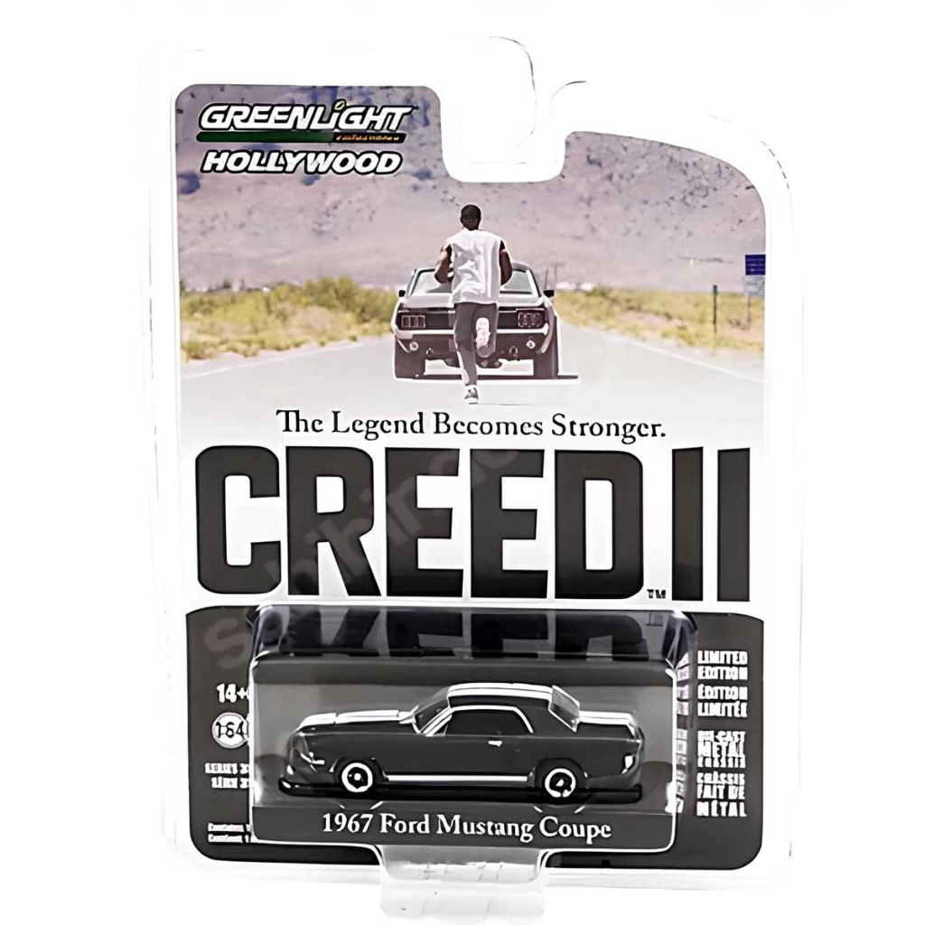 Greenlight 1:64 1967 Ford Mustang Coupe In Black With White Strip Greenlight 1:64 1967 Ford Mustang Coupe In Black With White Strip