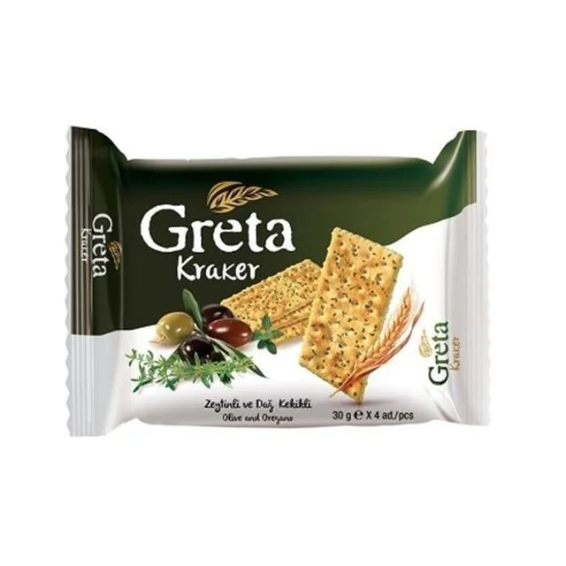 Greta Kraker Zeytin Kekik 30gr*4 - Lezzetli ve Pratik Atıştırmalık Greta Kraker Zeytin Kekik 30gr*4 - Lezzetli ve Pratik Atıştırmalık