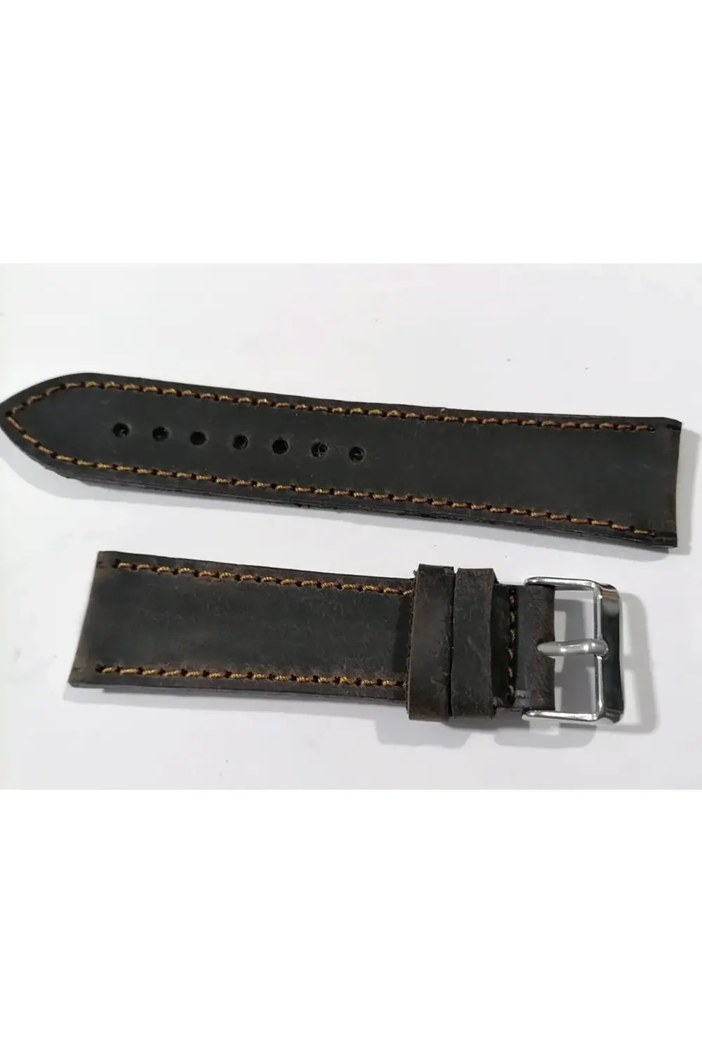 Greyzi Deri Fosil & Her Saate Uygun Saat Kordonu 20 mm  koyu kahv