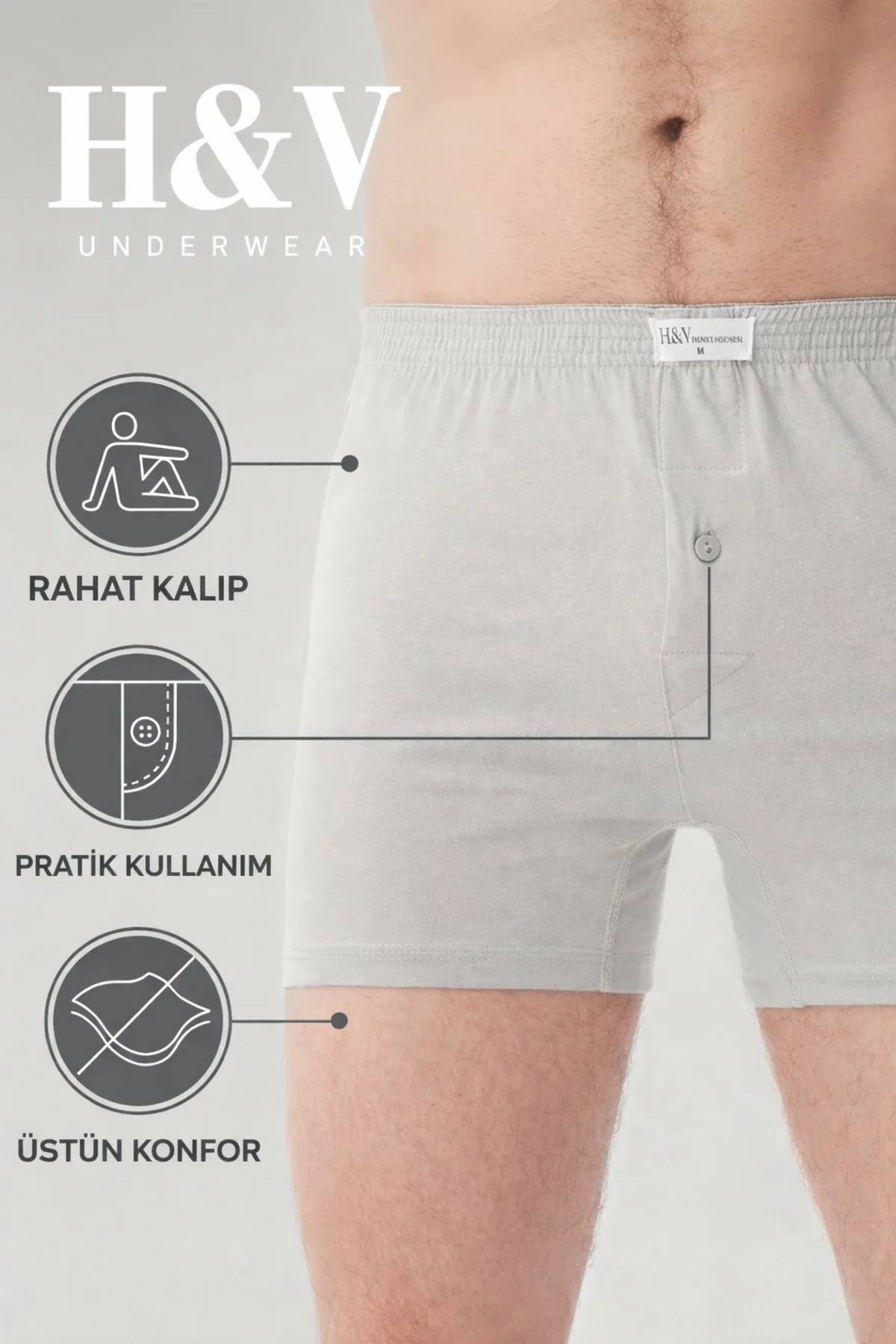 GRİ %100 PAMUK HAVLU BEL BOXER