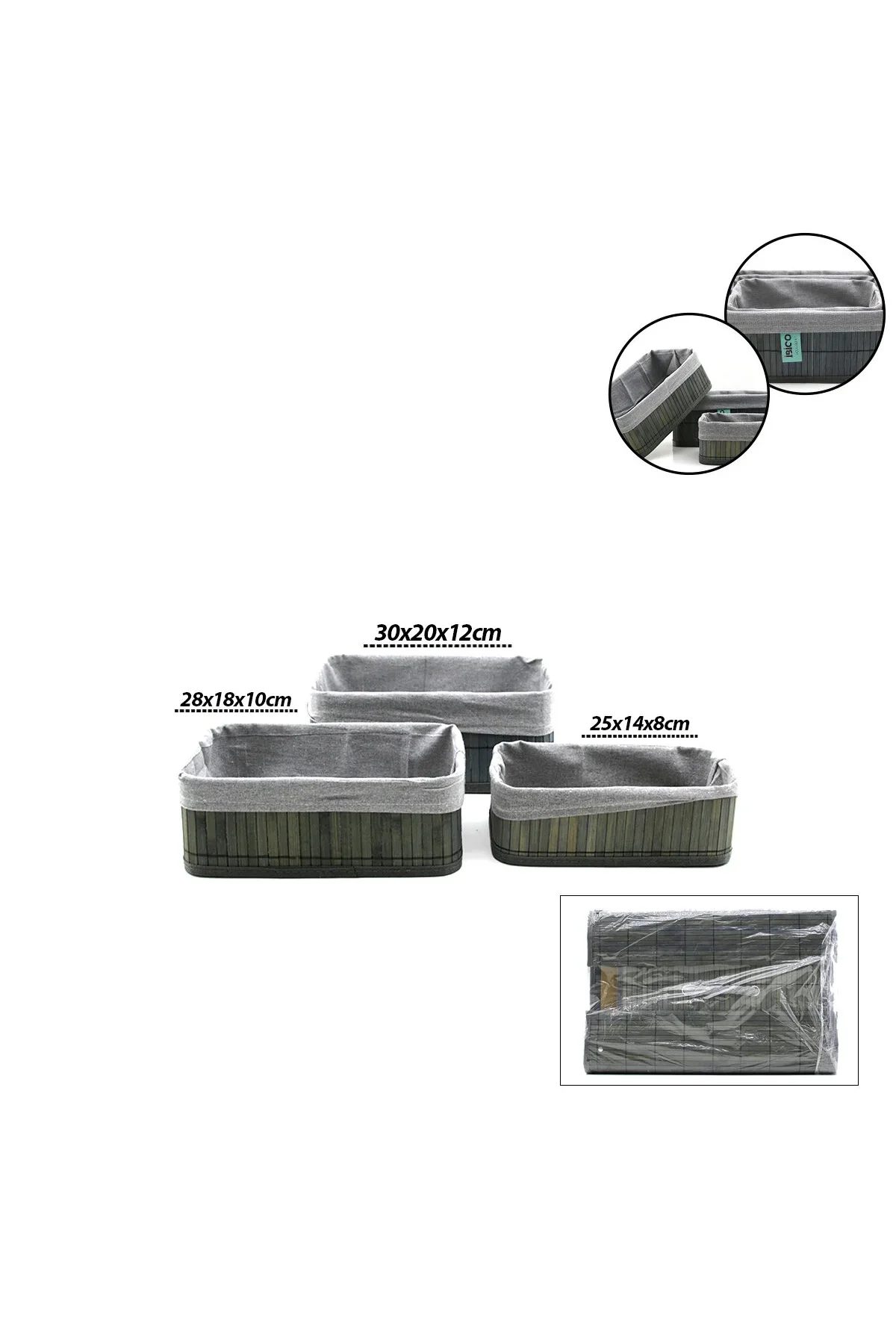 Gri 3 Boy D.dörtgen Bambu Kenar Organizer Sepet Ahşap Altlık - Bezli 25X14-28X18-20X30CM Gri 3 Boy D.dörtgen Bambu Kenar Organizer Sepet Ahşap Altlık - Bezli 25X14-28X18-20X30CM