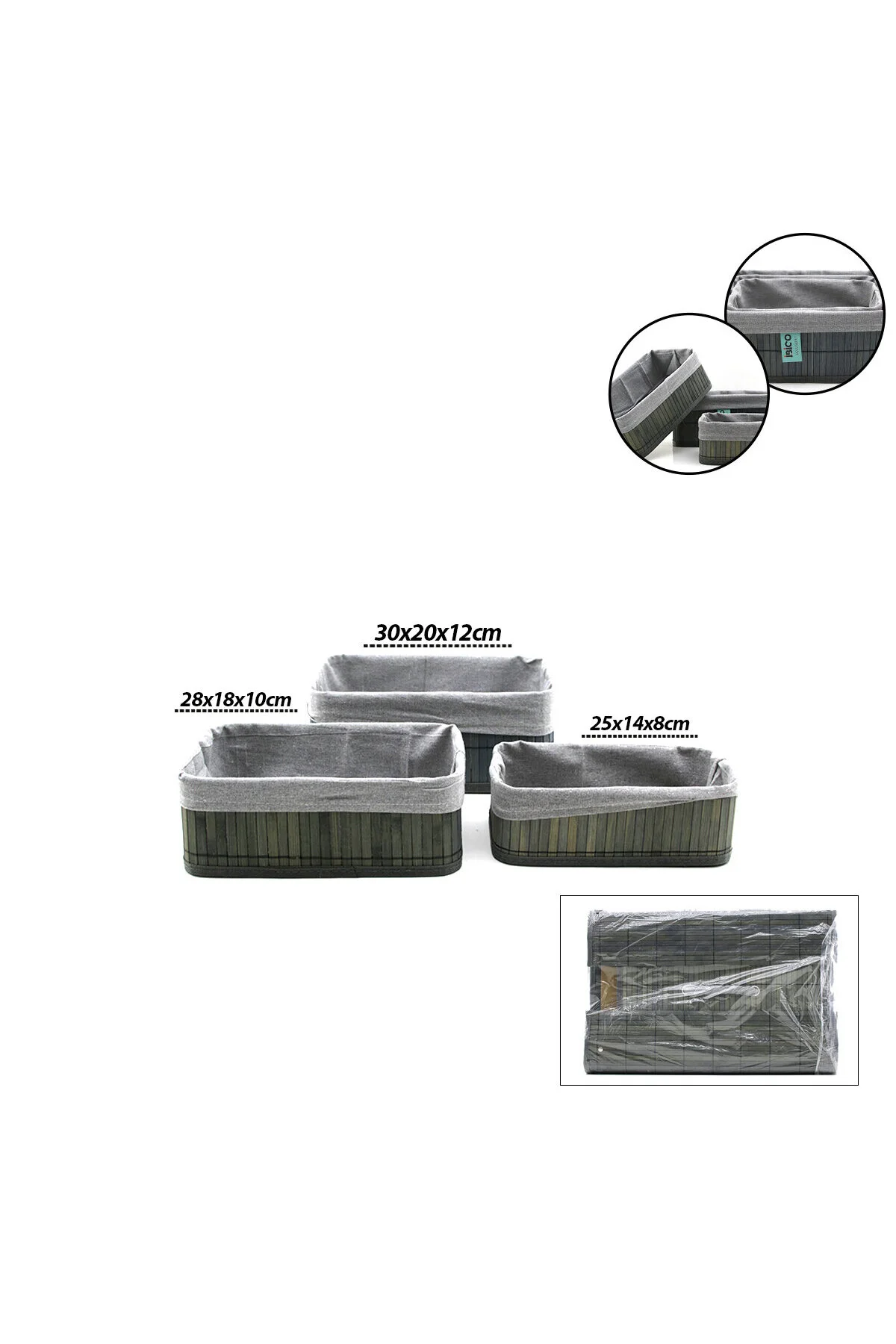 Gri 3 Boy D.dörtgen Bambu Kenar Organizer Sepet Ahşap Altlık - Bezli 25X14-28X18-20X30CM Gri 3 Boy D.dörtgen Bambu Kenar Organizer Sepet Ahşap Altlık - Bezli 25X14-28X18-20X30CM