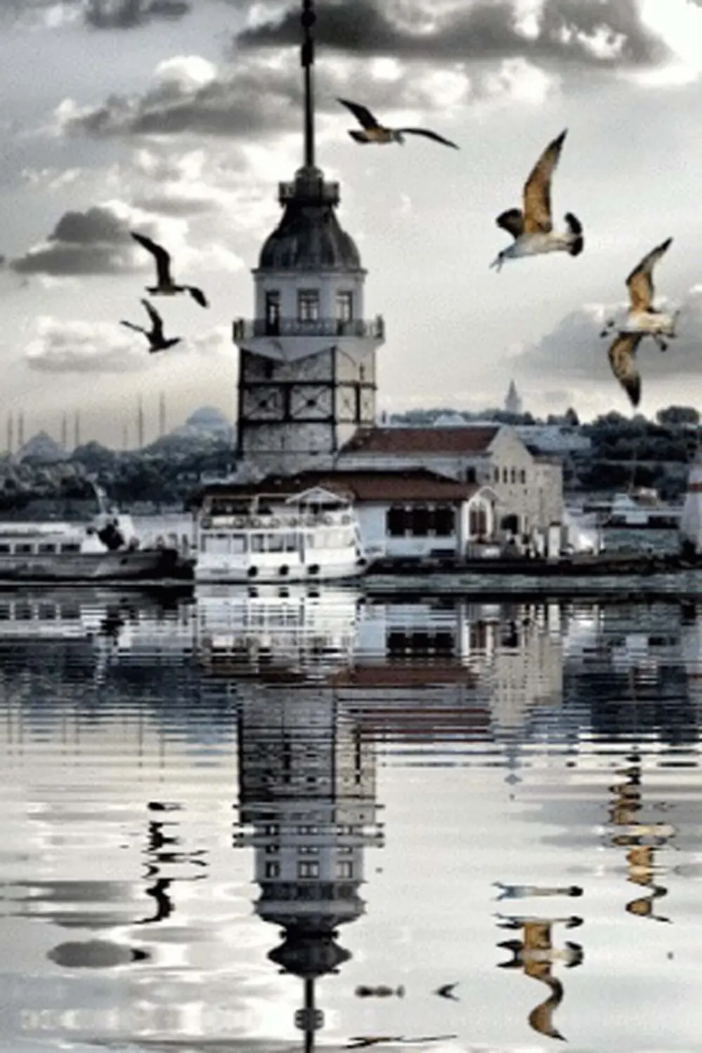 Gri Ahşap Mdf Kız Kulesi Poster 20x30 cm