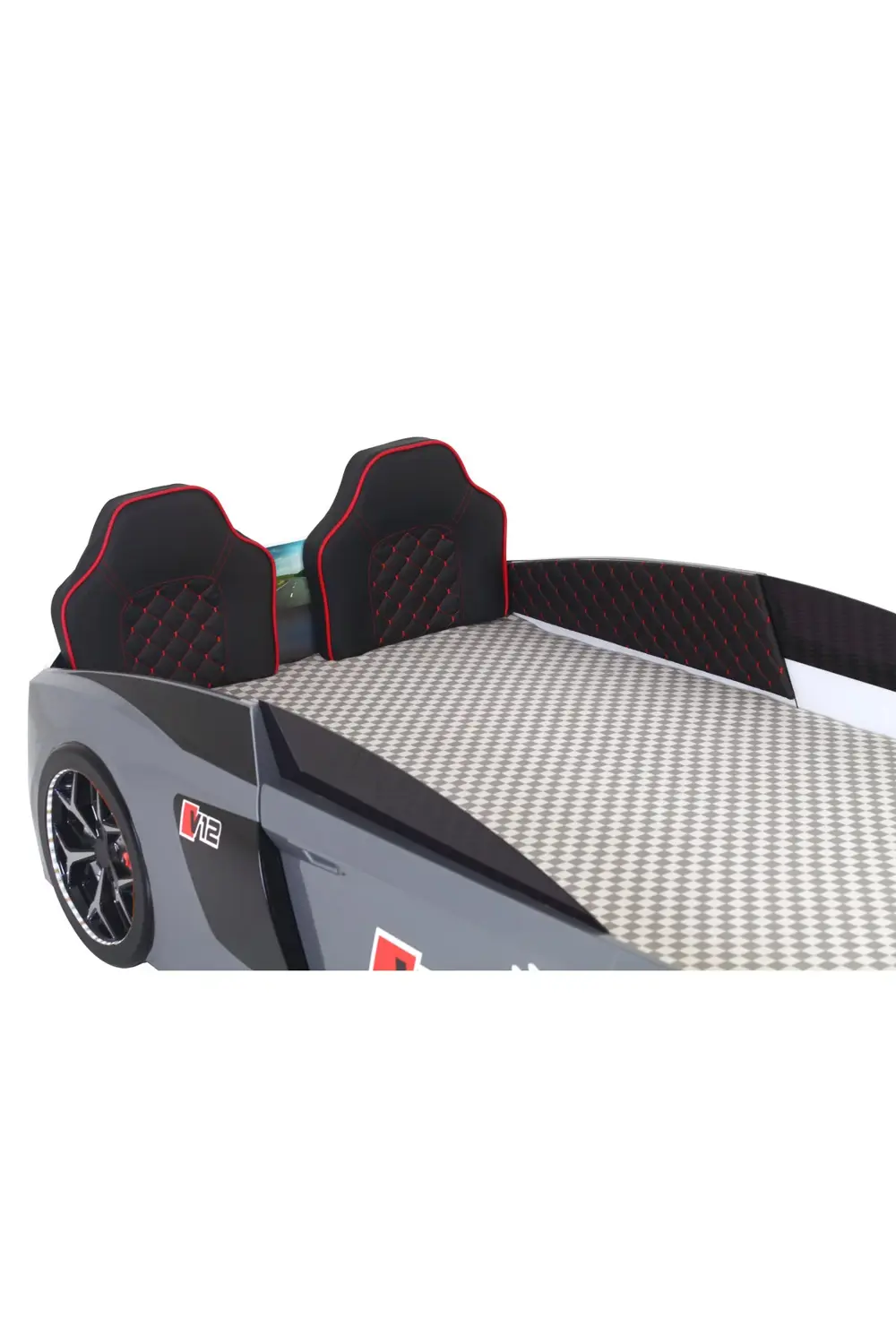 Gri Arabalı Yatak V12 Audi Full Ledli Kumandalı ve Müzikli