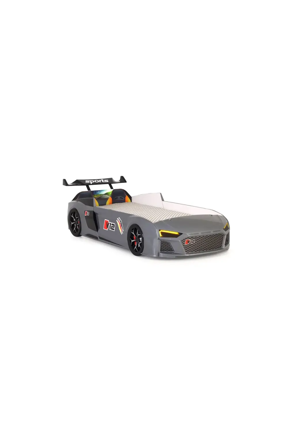 Gri Arabalı Yatak V12 Audi Işıklı Full Plastik