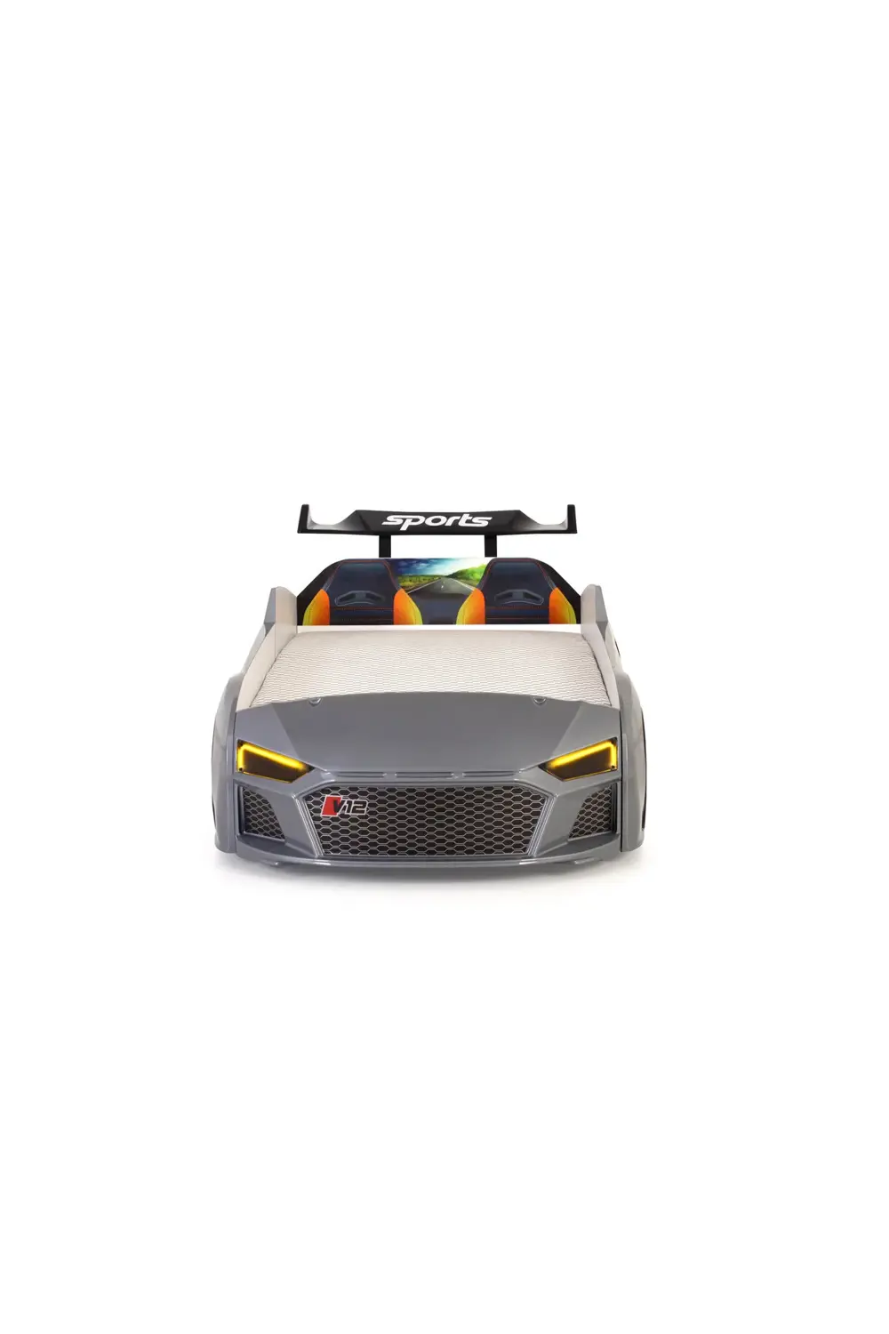 Gri Arabalı Yatak V12 Audi Işıklı Full Plastik