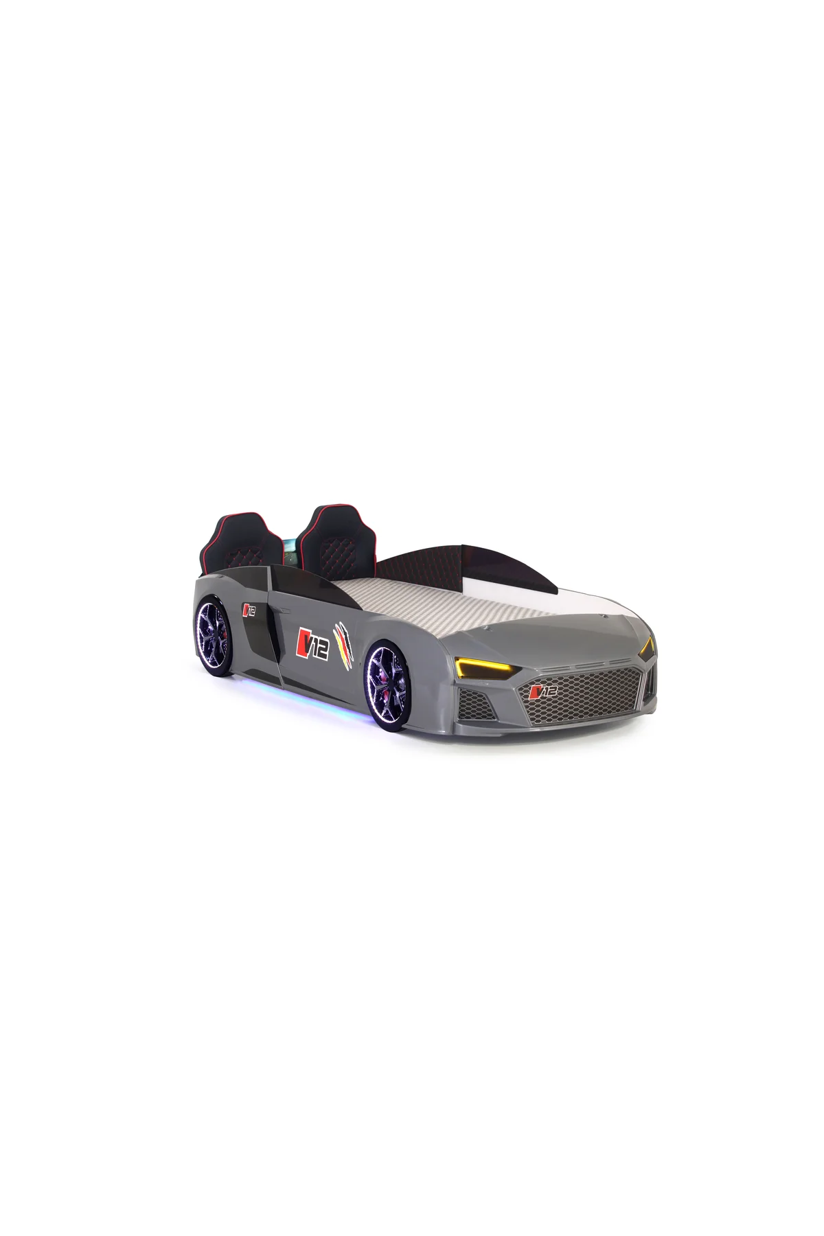 Gri Arabalı Yatak V12 Audi Full Ledli Kumandalı ve Müzikli