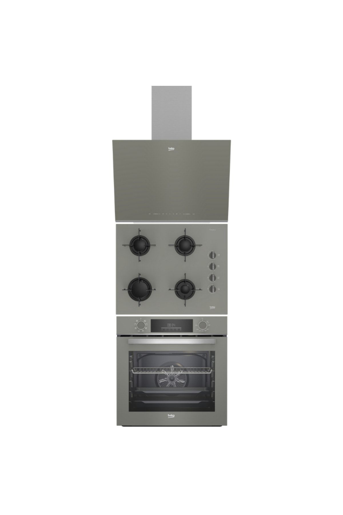 Beko Gri Cam 3Lü Ankastre Set