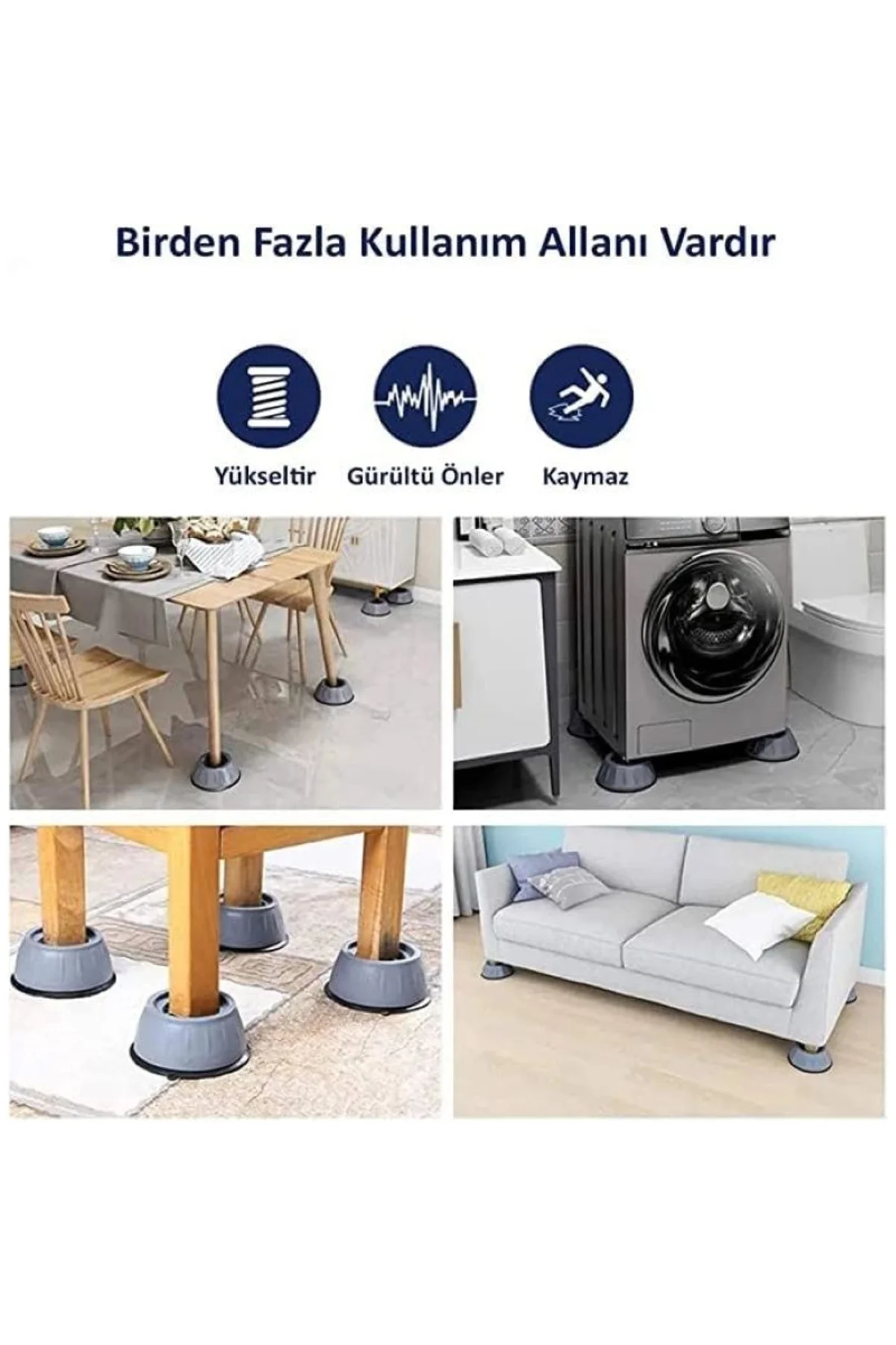 Gri Çamaşır Makinesi Titreşim Engelleyici Stoper 4 Lü Set