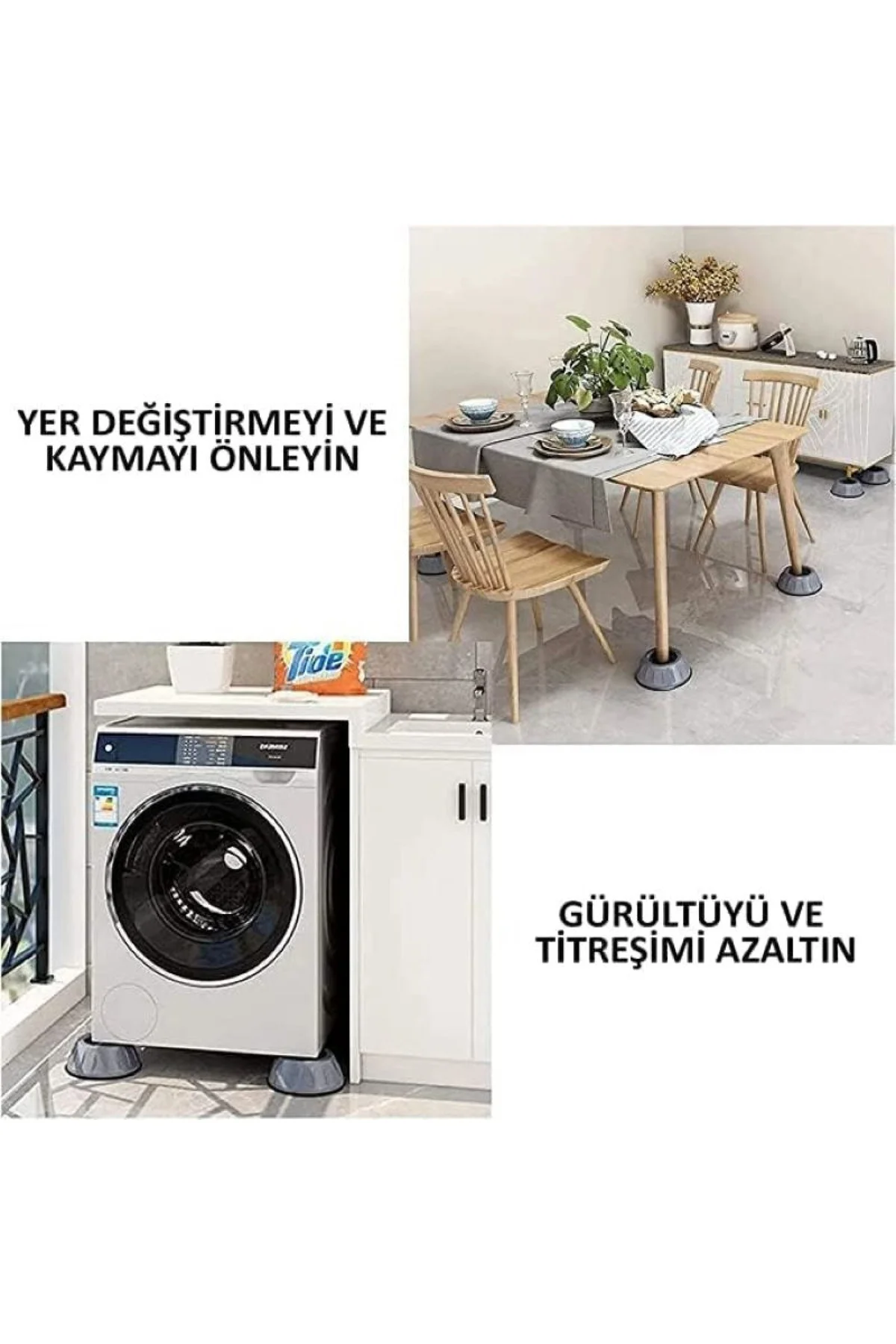Gri Çamaşır Makinesi Titreşim Engelleyici Stoper 4 Lü Set