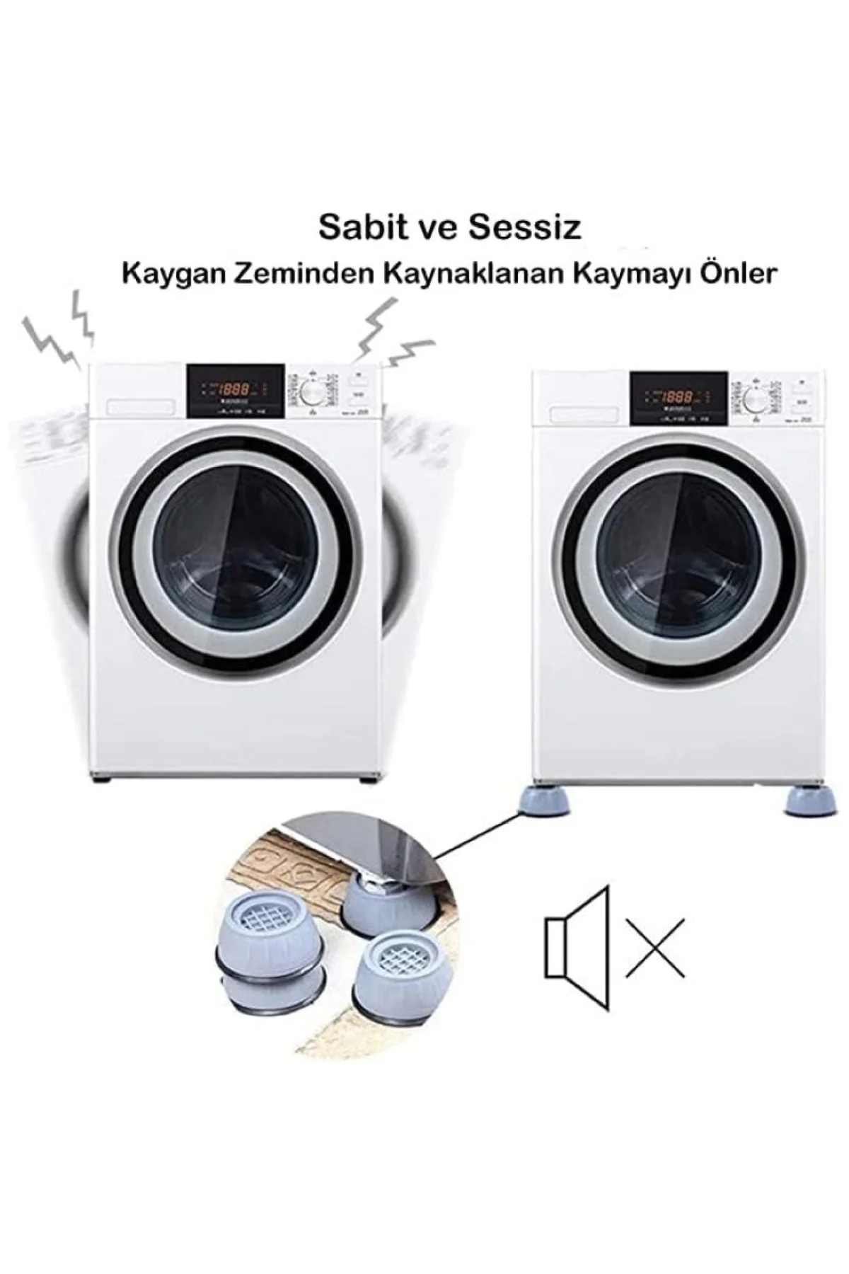 Gri Çamaşır Makinesi Titreşim Engelleyici Stoper 4 Lü Set