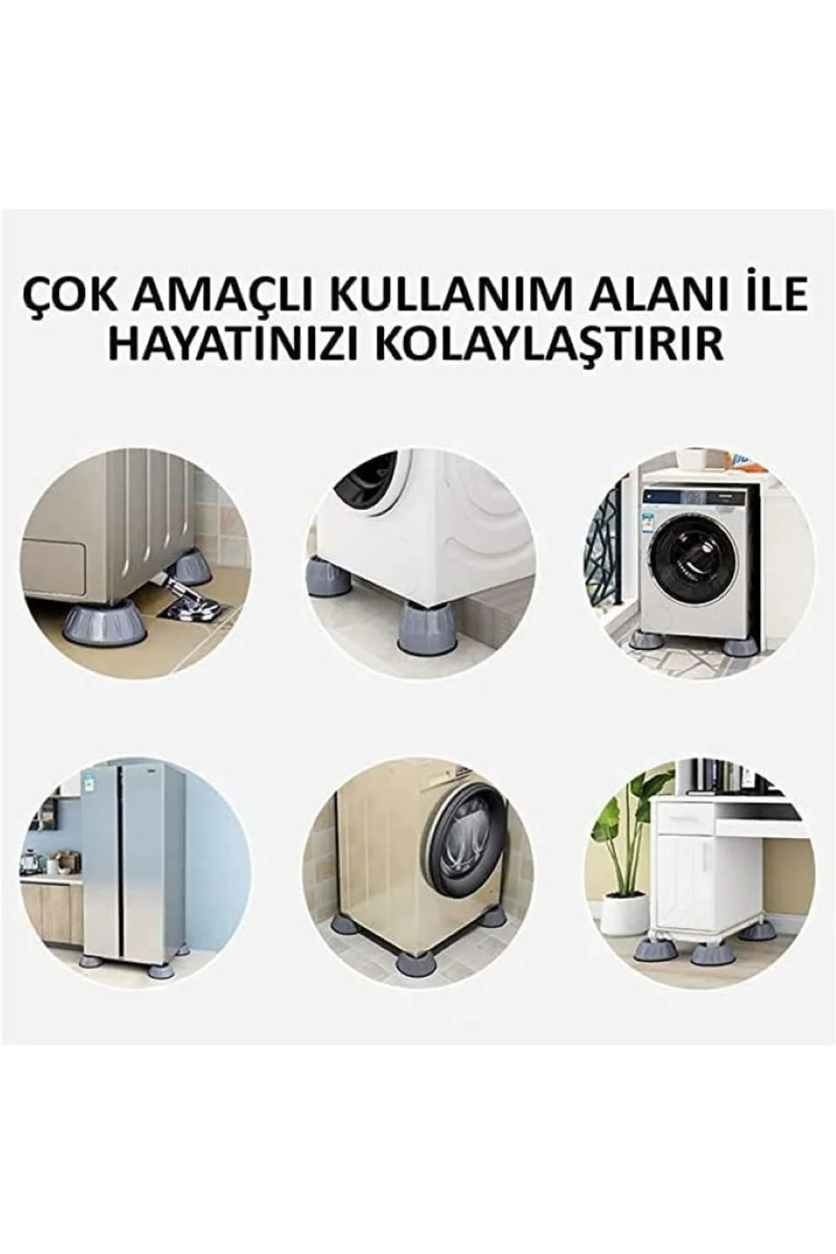 Gri Çamaşır Makinesi Titreşim Engelleyici Stoper 4 Lü Set