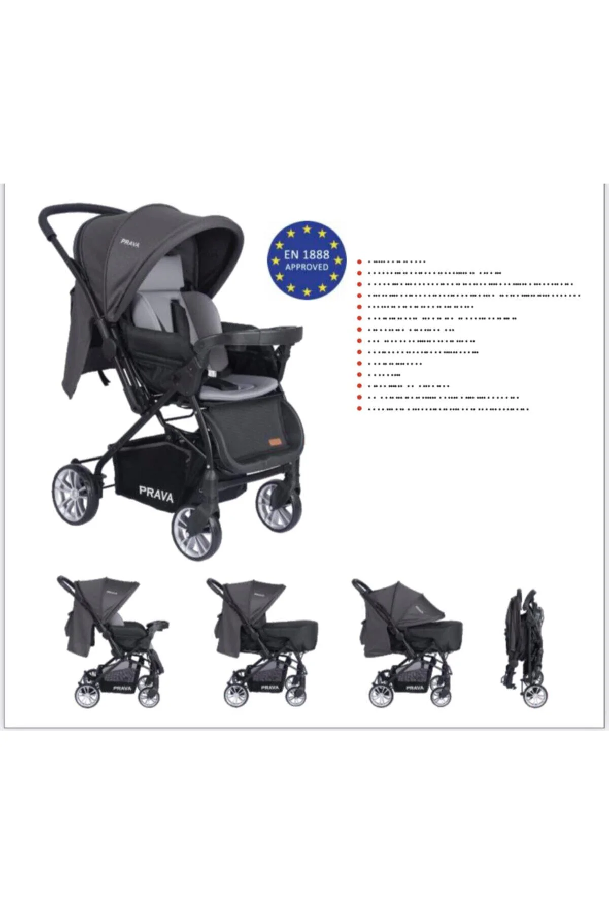 Gri Çift Yönlü Bebek Arabası