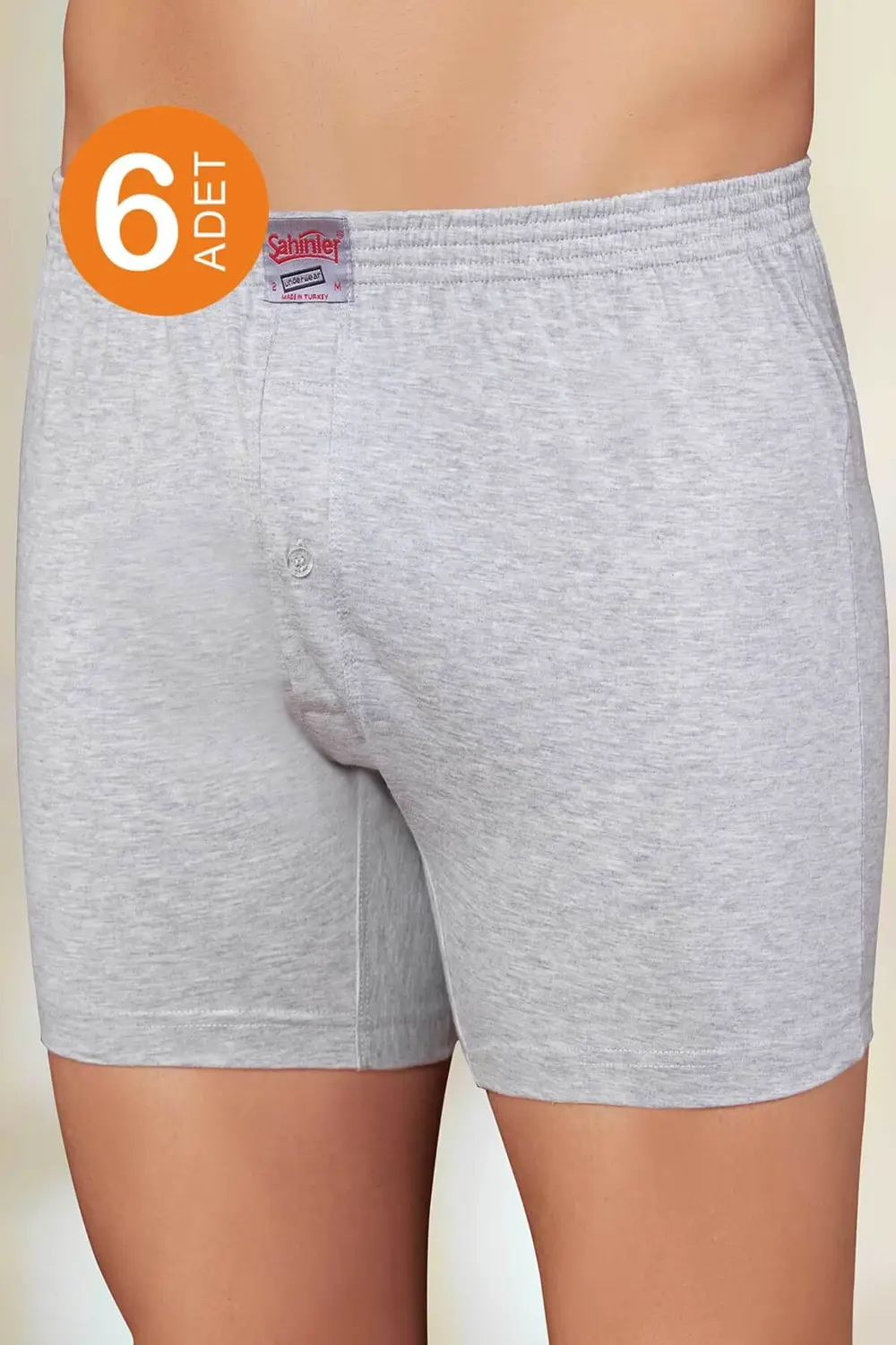 Gri  Erkek  Düğmeli Penye Boxer Me010 6 Lı yeni sezon