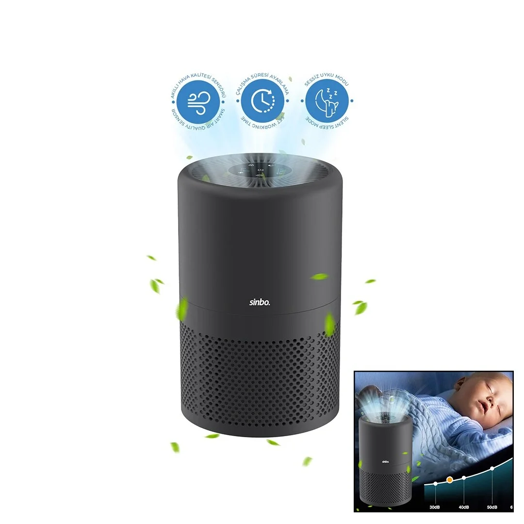 Gri Hava Temizleme Cihazı Otomatik Fan 3 Kademe Filtreleme Led Aydınlatma Sessiz Uyku Mod Sap-5507 Bx40 Gri Hava Temizleme Cihazı Otomatik Fan 3 Kademe Filtreleme Led Aydınlatma Sessiz Uyku Mod Sap-5507 Bx40