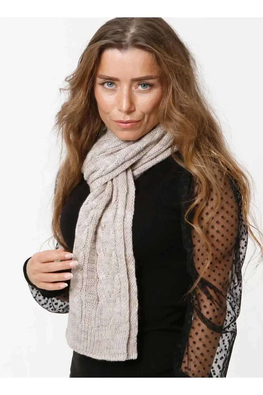 Gri Kadın Kışlık Örgü Atkı, Gri Atkı