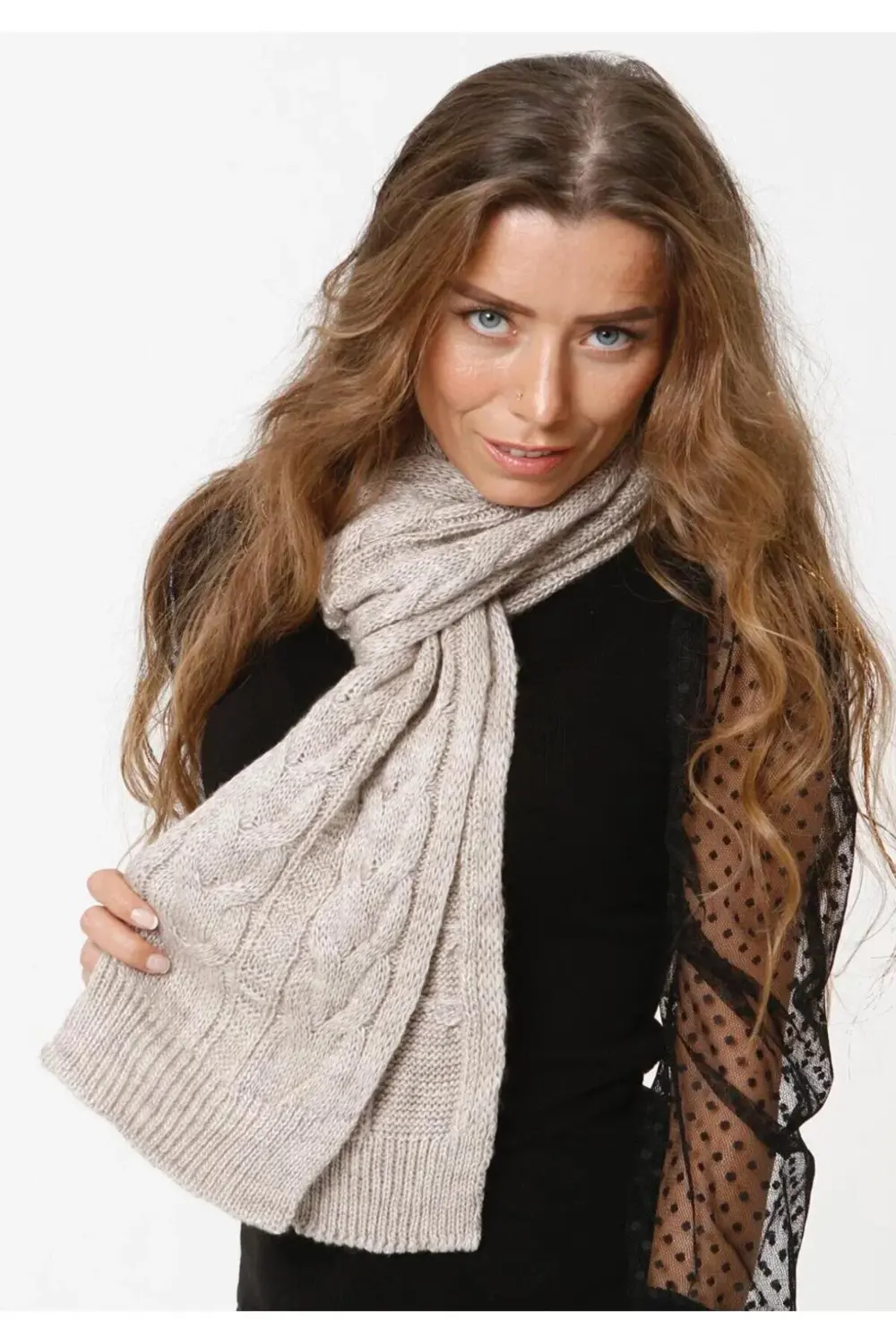 Gri Kadın Kışlık Örgü Atkı, Gri Atkı