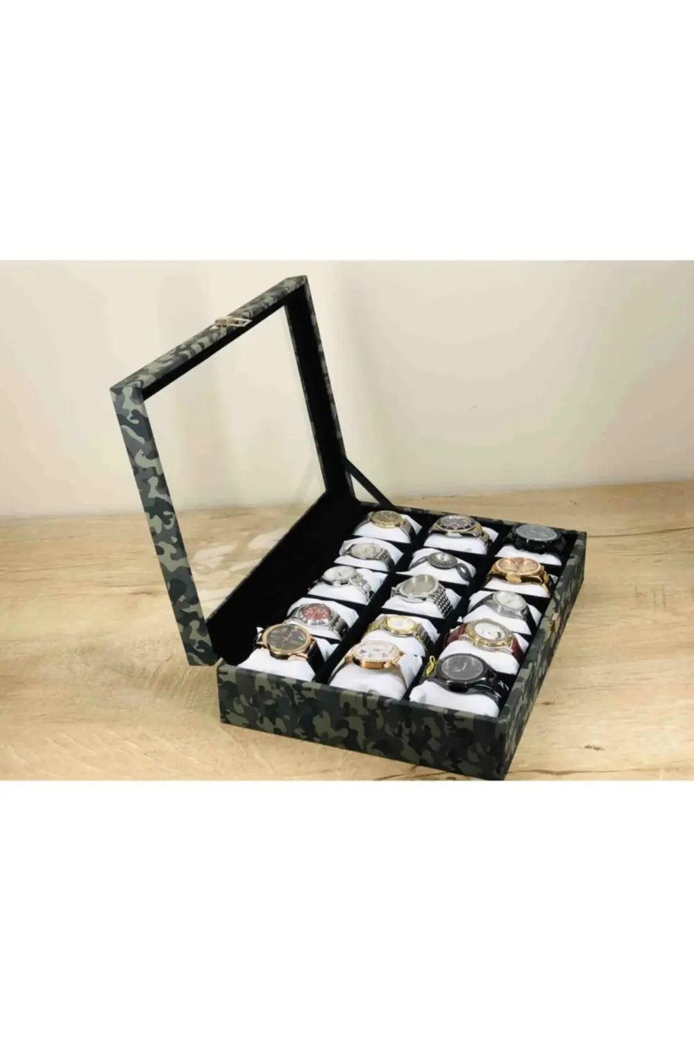 Gri Kamuflaj Renkli15 Kol Saati Kapasiteli Beyaz Yastıklı Büyük B