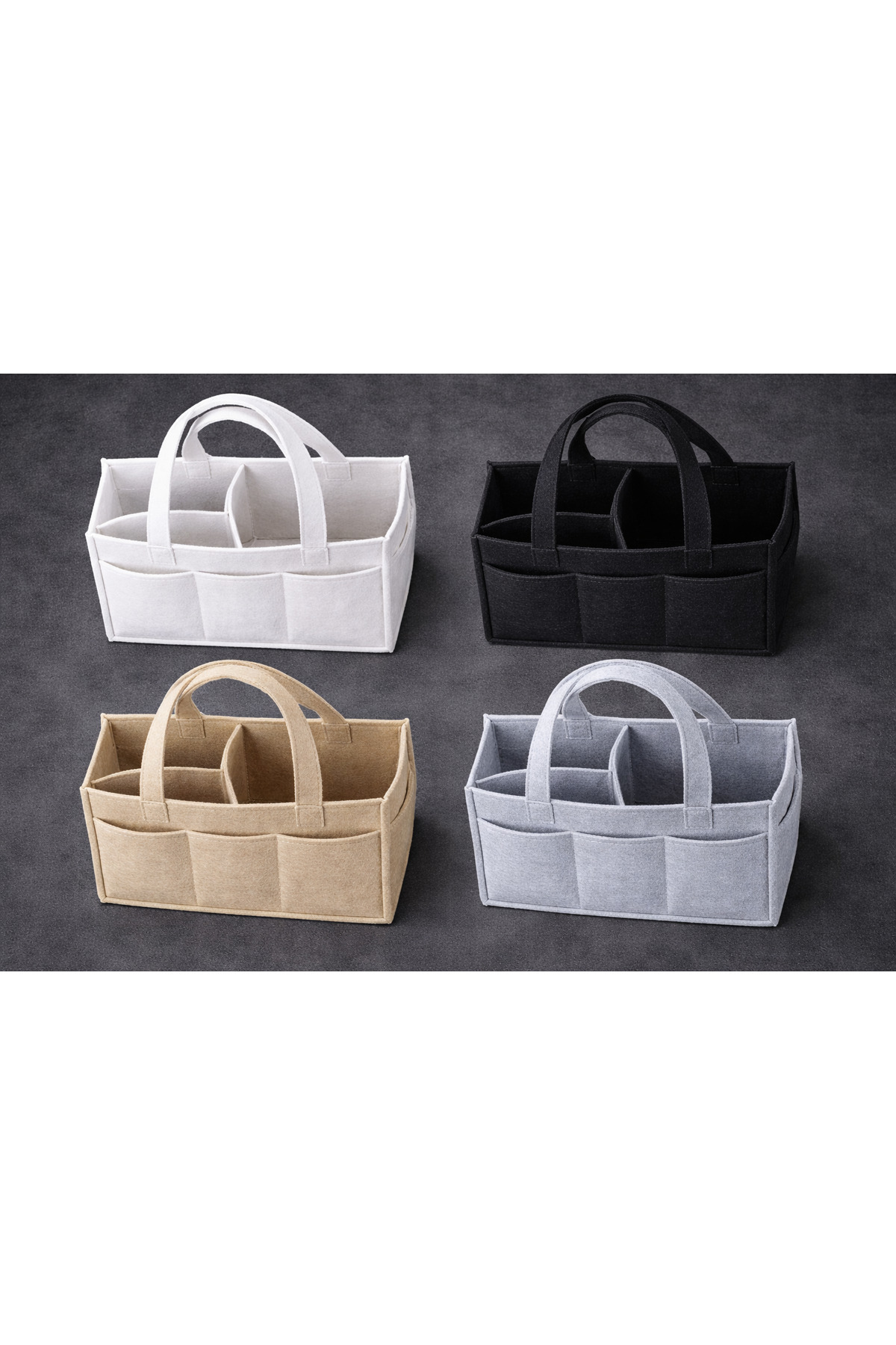 Gri Keçe Anne Bebek Bakım Çantası Yenidoğan İçin Organizer Taşına