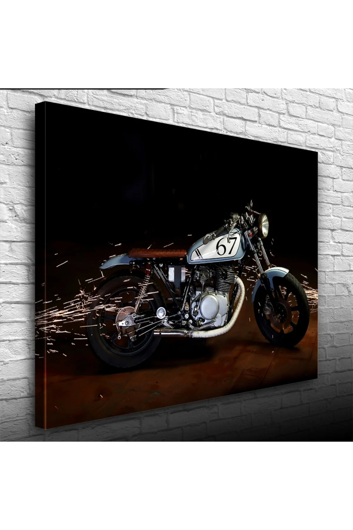 Gri Klasik Naked Motosiklet Kanvas Tablo 50 x 70