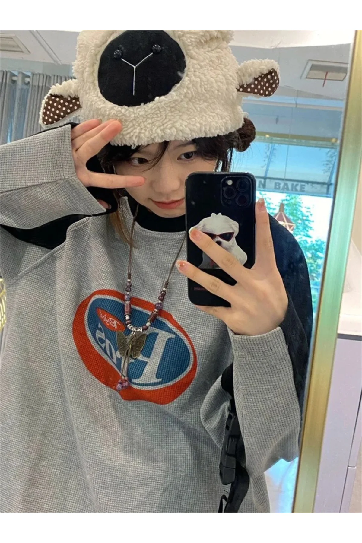 Gri Melanj Raglan Vintage PRSS (Unisex) Uzun Kollu Sweatshirt