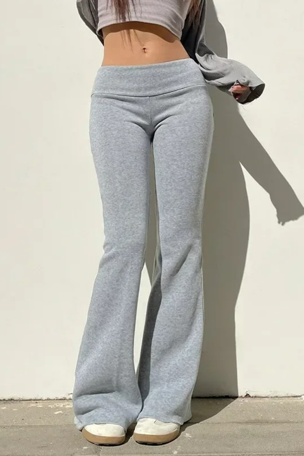 Gri Melanj Slim Fit İspanyol Paça Eşofman