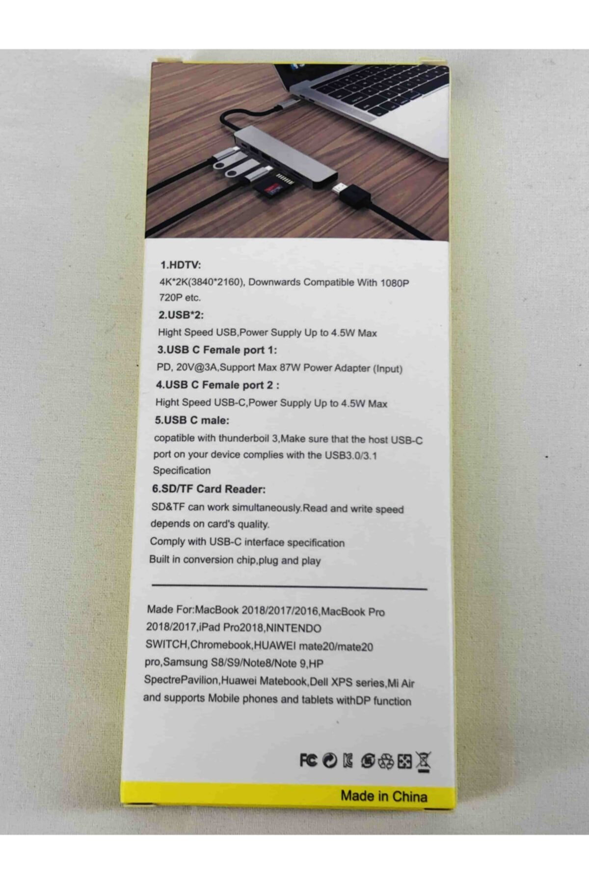 Gri Metal Kasa 7 In 1 Sd Usb Type-c Hub Hdmı Girişli Macbook Chro