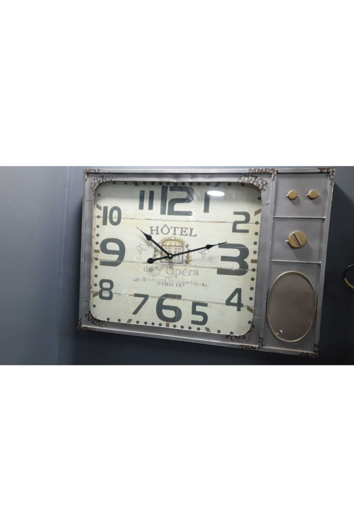 Gri Metal Wintage Radyo Modeli Saat